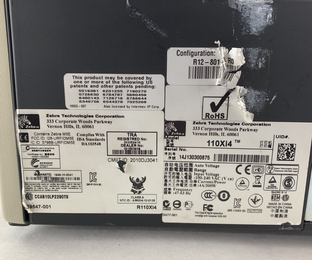 Zebra R110Xi4 Thermal Label Printer 203 DPI Tested Parallel Network USB Serial