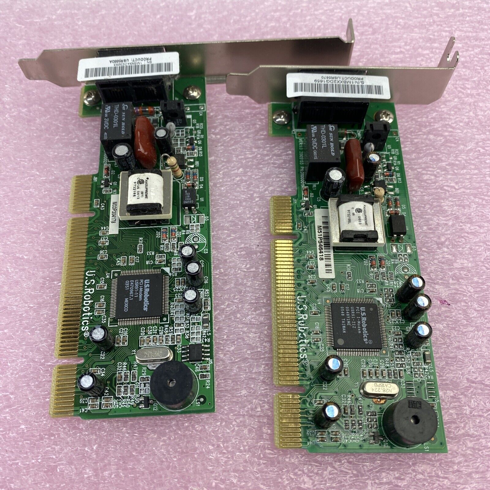 US Robotics USR5670 SFF + USR5660A Full Height 56k PCI faxmodems Lot of 2