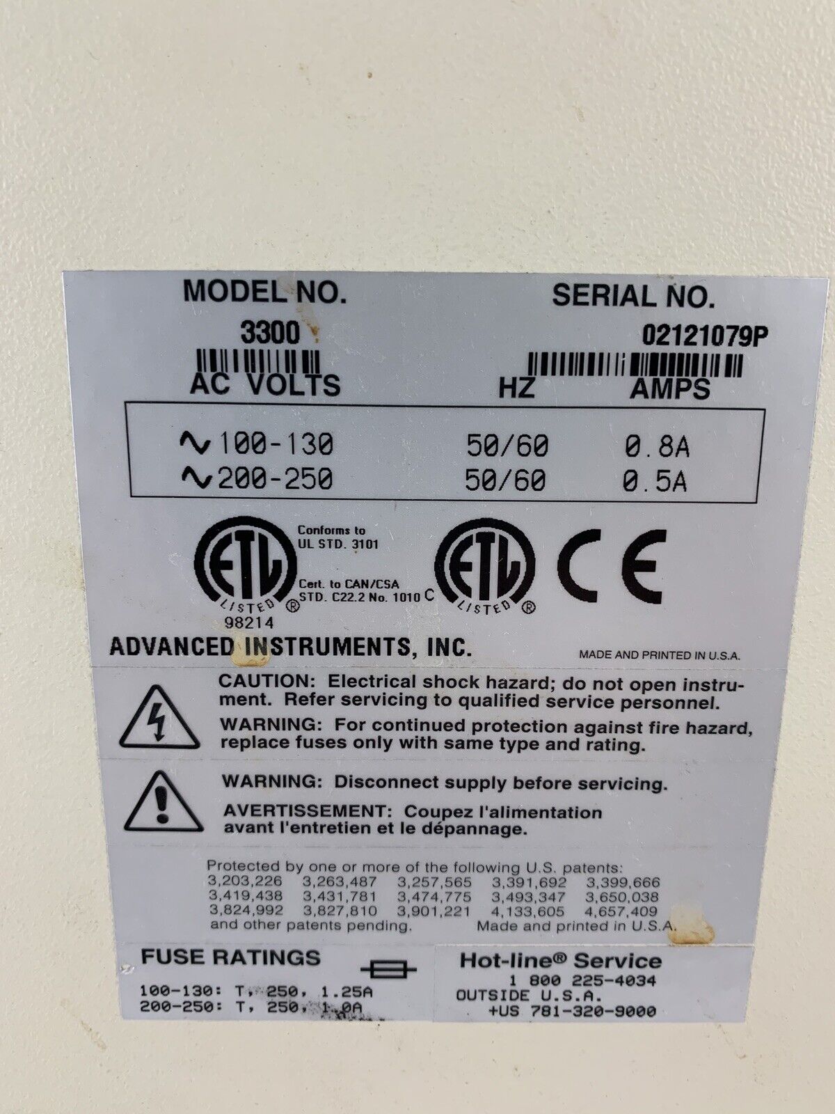 Advanced Instruments 3300 Micro-Osmometer Powers On