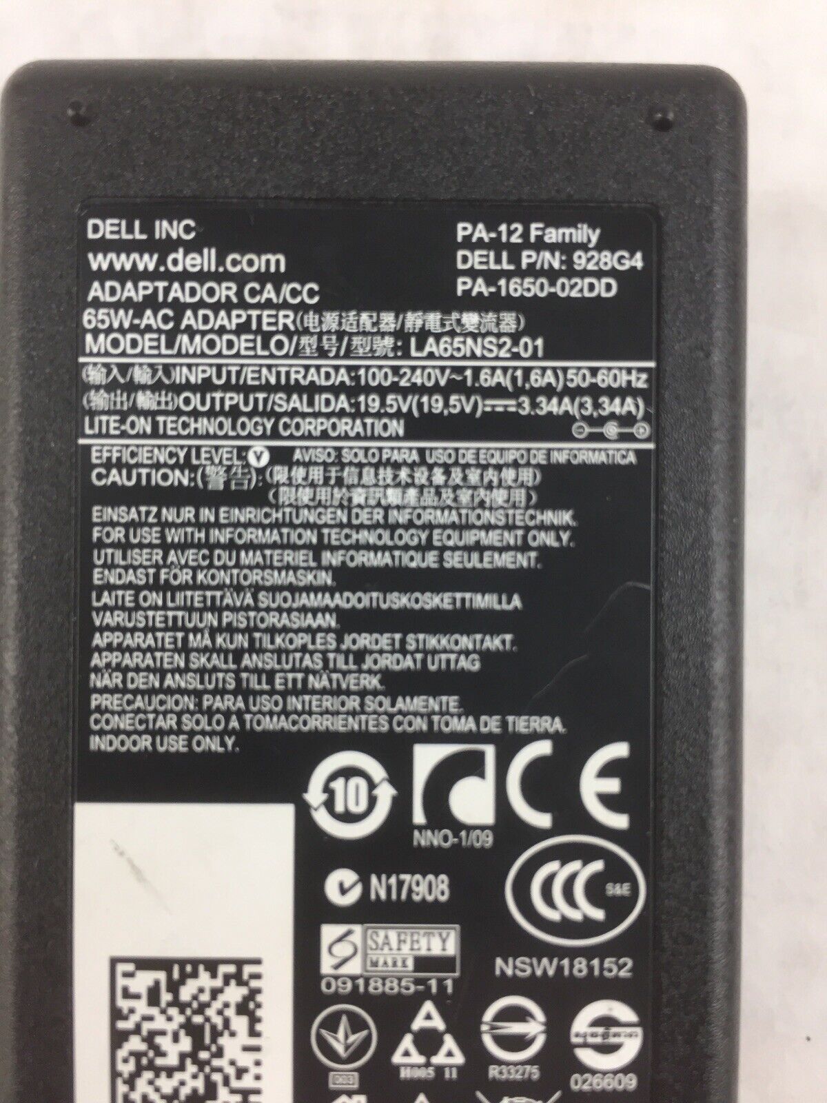 Dell 65W 19.5V 3.34A AC Power Adapter Charger for Dell LA65NS2-01