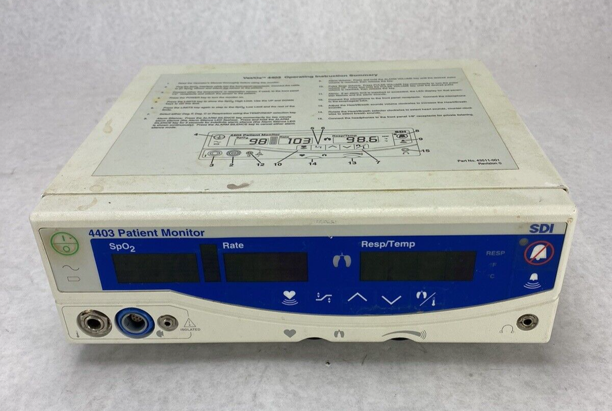 SDI Vet/Ox 4403 Patient Monitor Part No. 92000-001 No Power Supply Untested