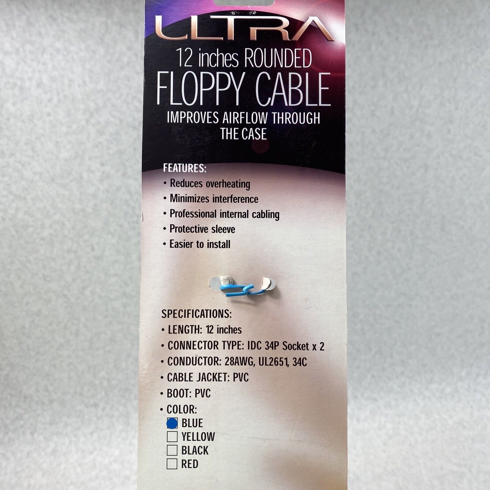 Ultra ULT33102 12" Floppy Cable IDC 34P Sockets 28AWG UL2651 34C (Lot of 3)