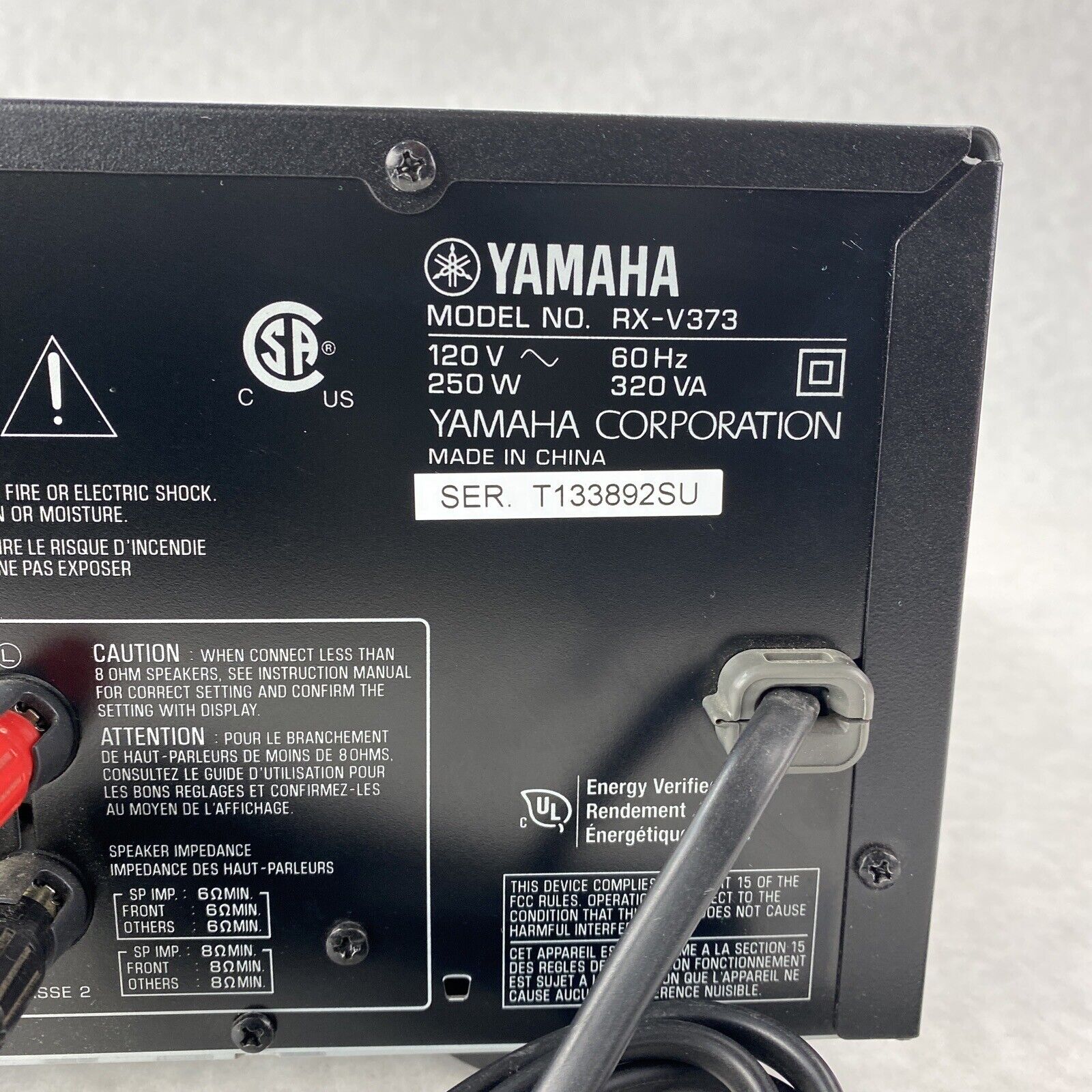 Yamaha RX-V373 Natural Sound AV Receiver No Remote Parts and Repair