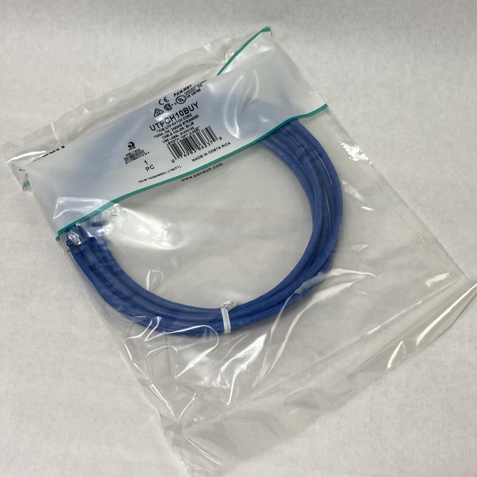 Lot of 10 Panduit UTPCH3YLY 10ft Blue TX5E UTP Patch Cord T568A