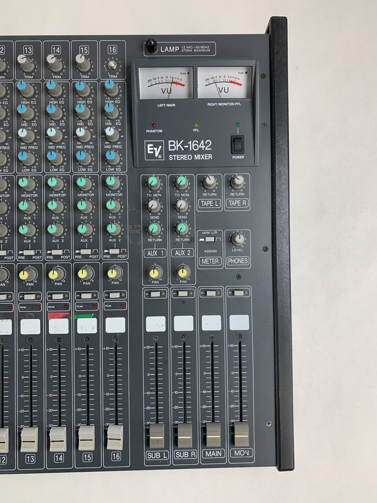 EV Electro Voice BK-1642 16-Channel Pro Stereo Mixer Tested w/ Bad Meters