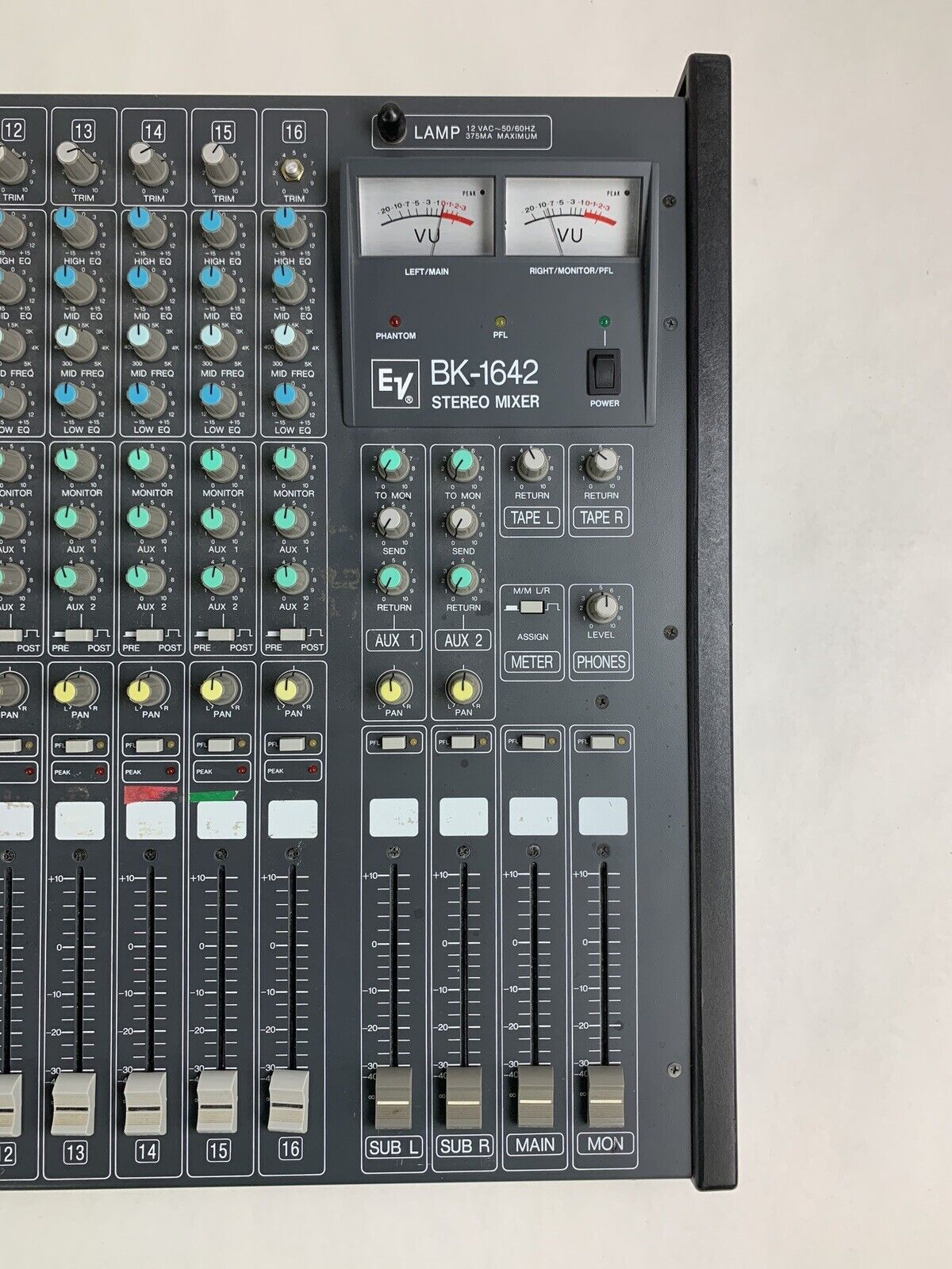 EV Electro Voice BK-1642 16-Channel Pro Stereo Mixer Tested w/ Bad Meters