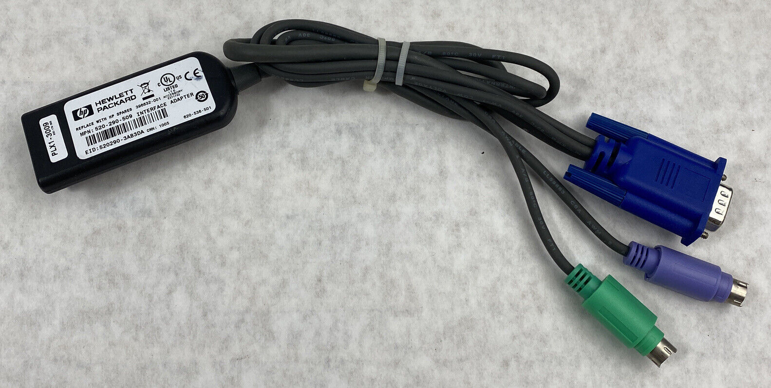 HP 520-290-509 KVM Interface Adapter Cable PLX1-3009 VGA PS/2 (Lot of 2)