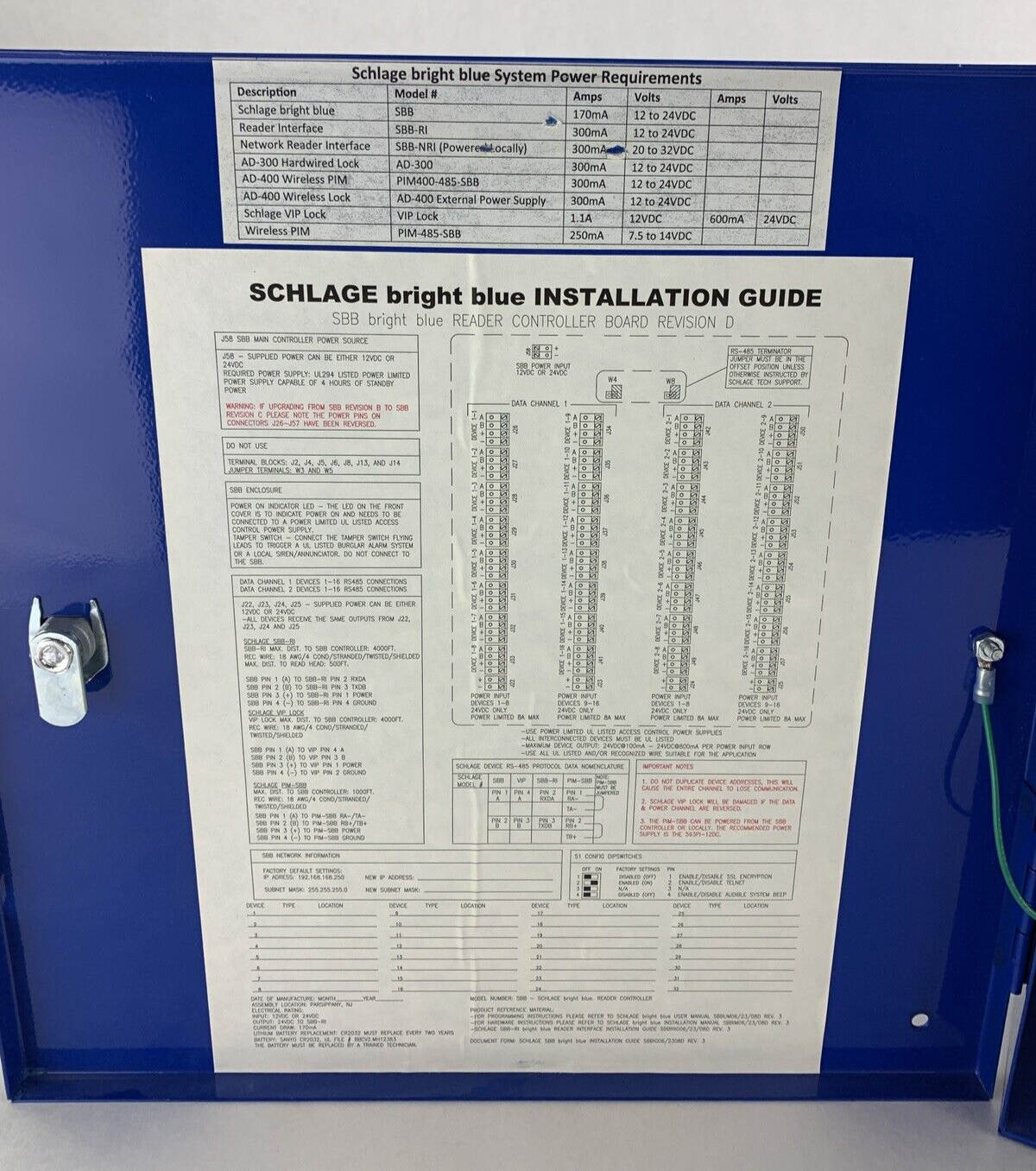 Schlage SBB Bright Blue Reader Interface Board 230-051-004 w/ Keys