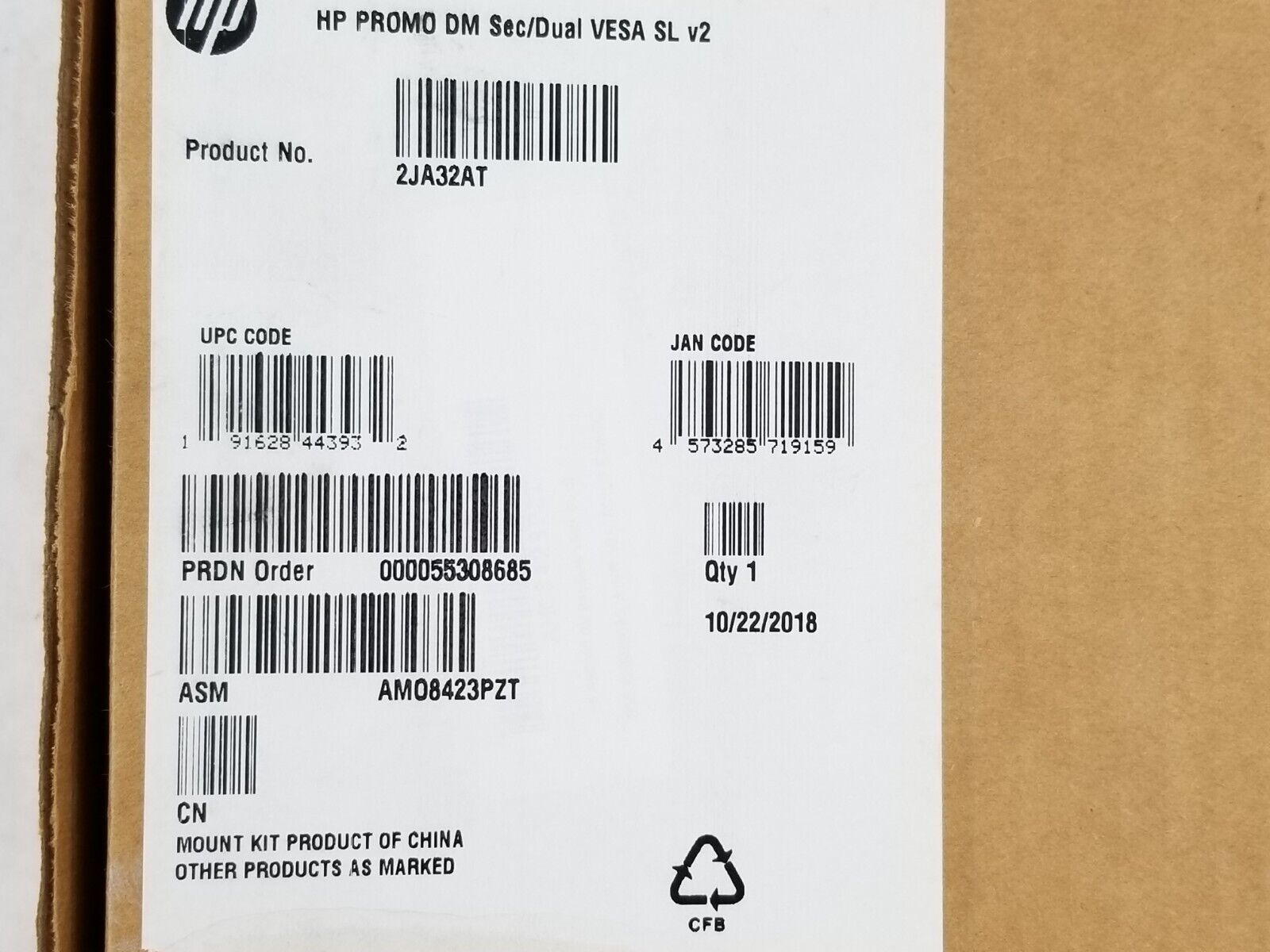 HP Desktop Mini Security Dual VESA Mounting Bracket Sleeve v2 - 2JA32AT