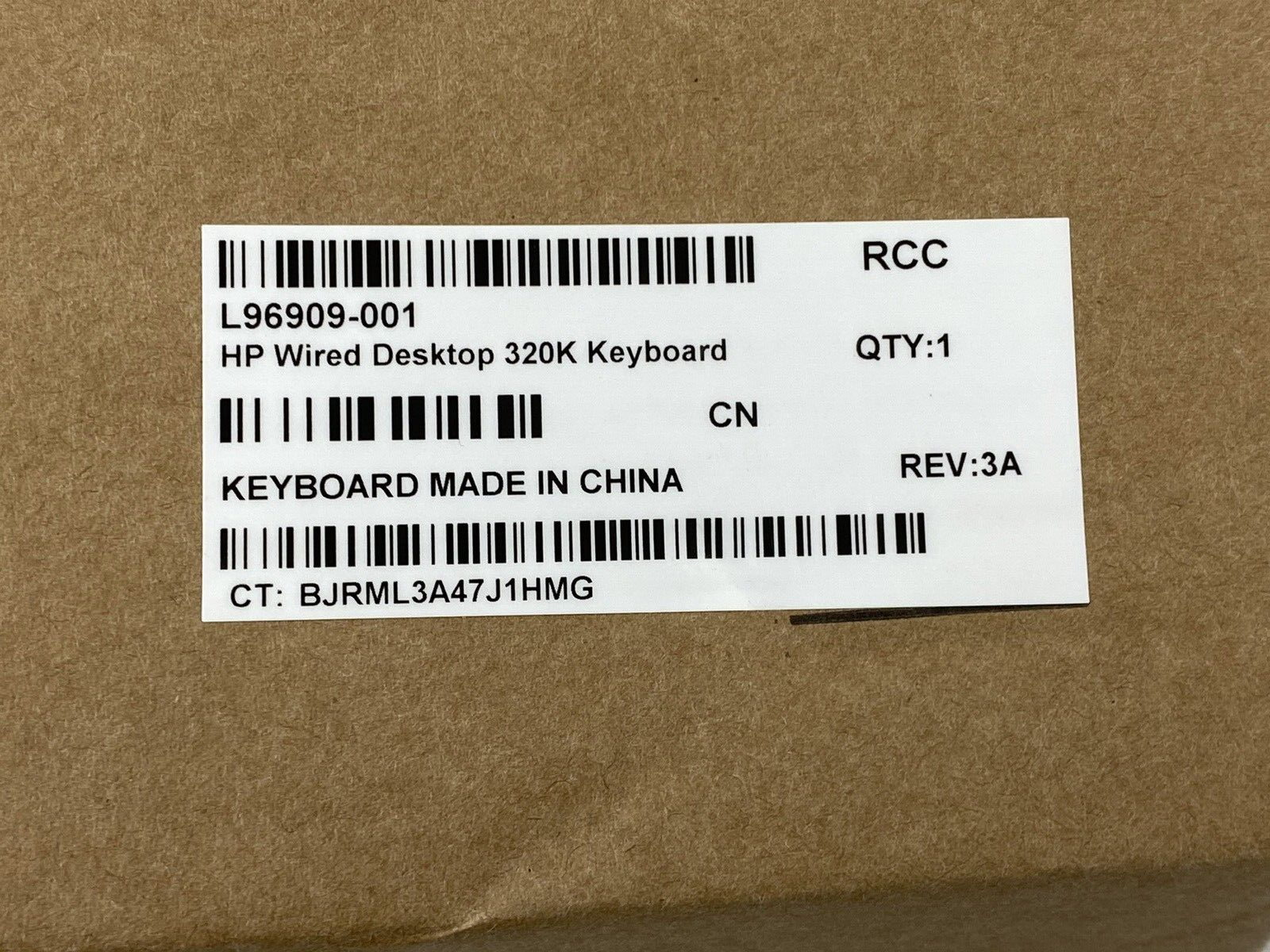 HP HSA-D005K 320K USB Wired Keyboard L96909-001