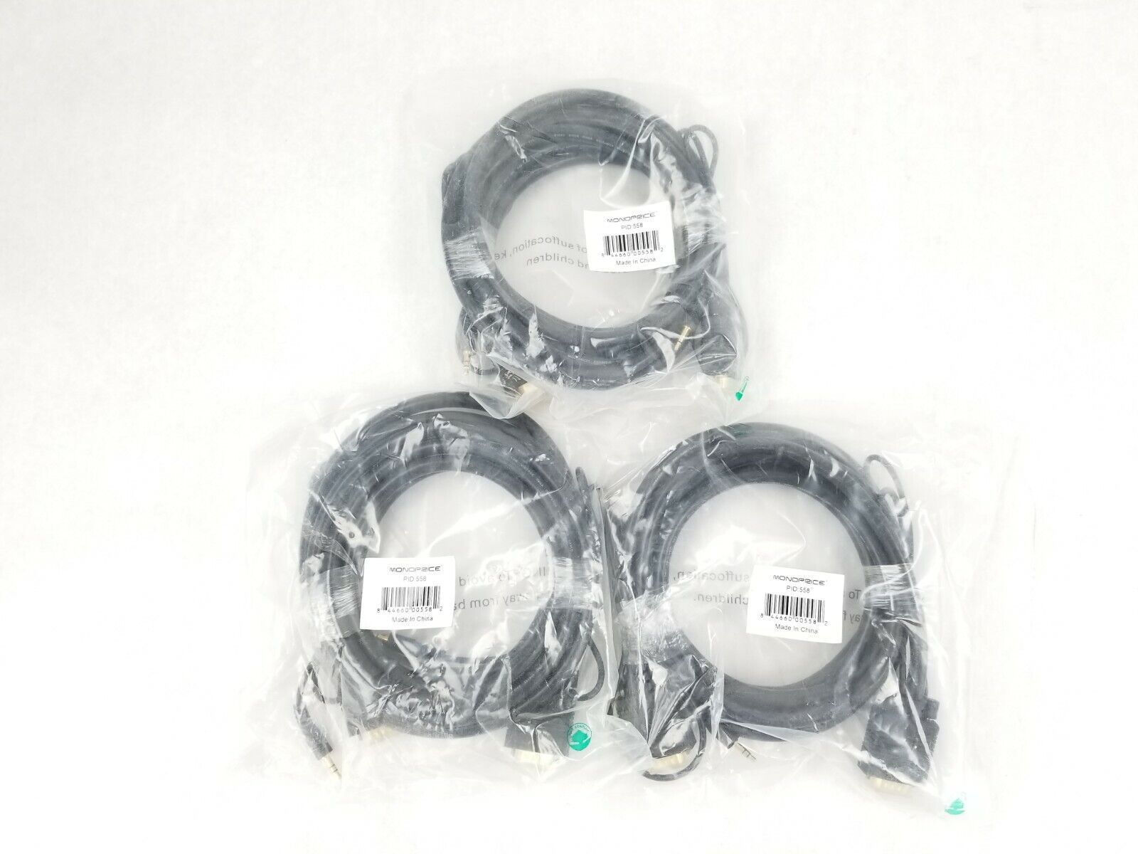 Monoprice 558 10ft Super VGA HD15 M/M CL2 Cable (Lot of 3)