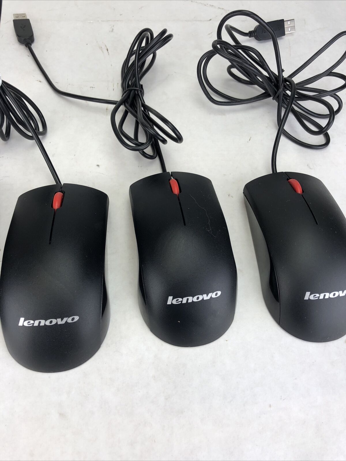 Lenovo MOEUUQA Black Wired USB Mouse (Lot of 4)