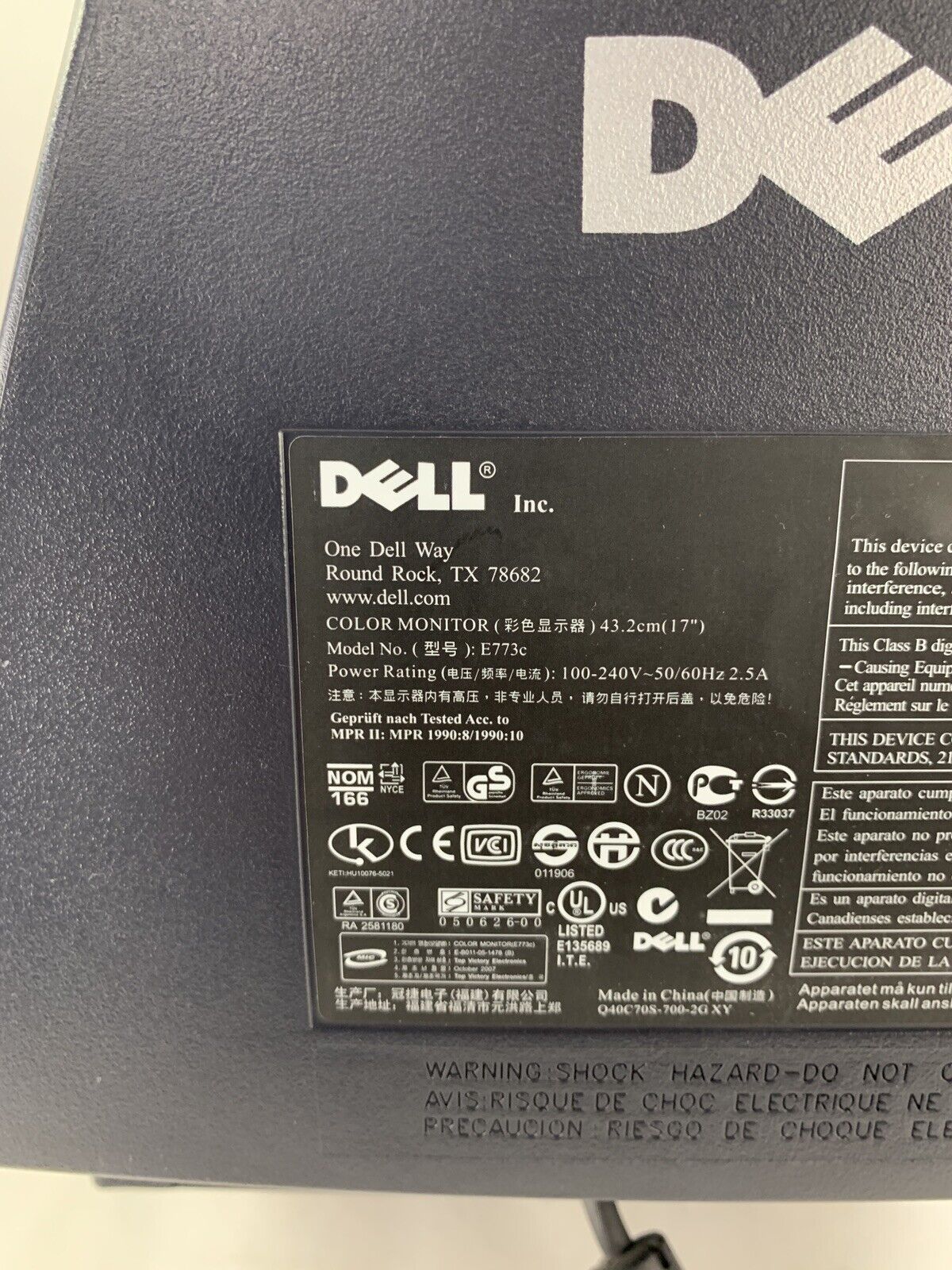 Dell E773c 17" VGA CRT Desktop Monitor 1280x1024 Retro Gaming Grade B