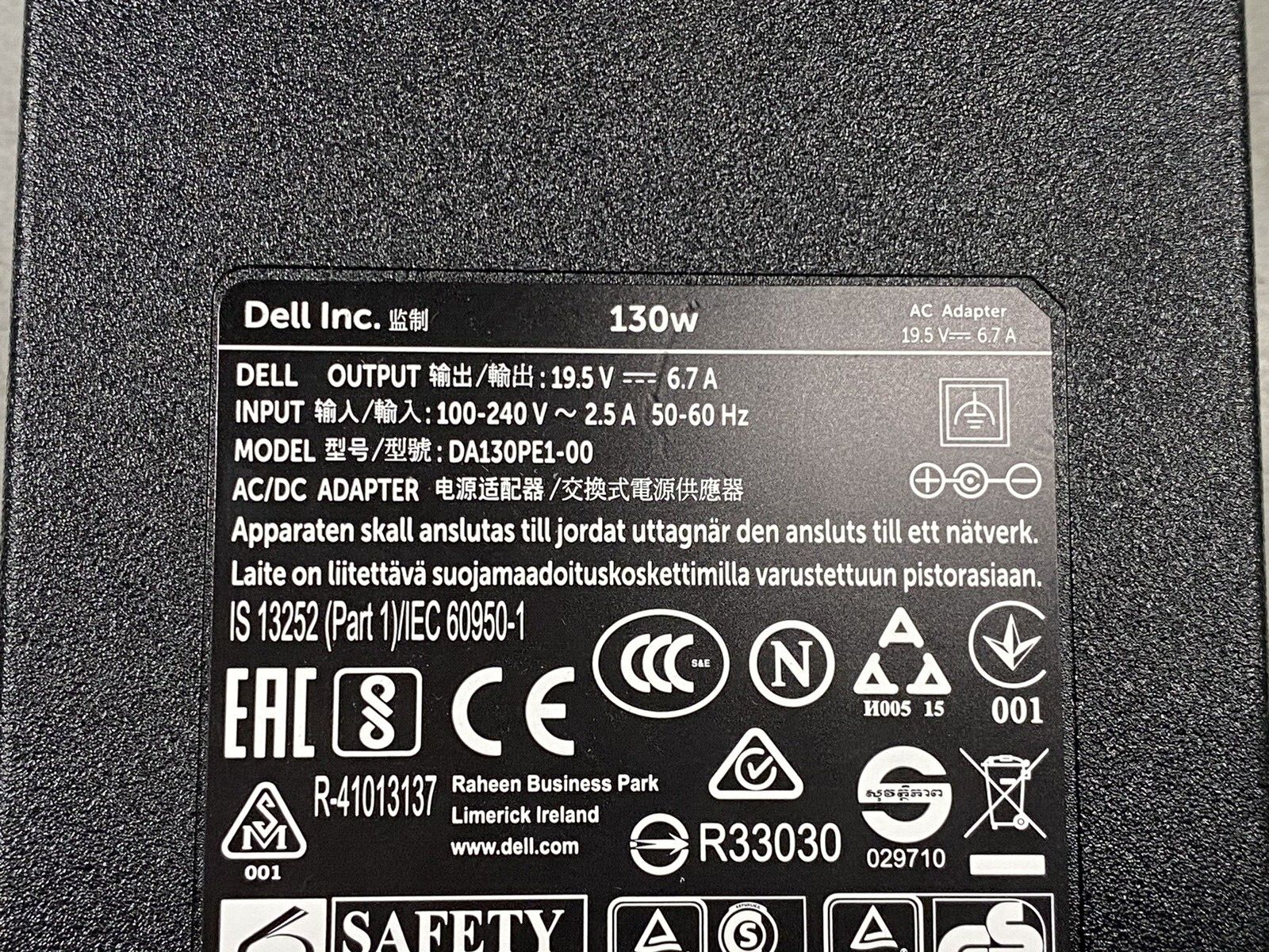 Mixed Lot of 2 Dell DA130PE1-00 LA130PM190 130W 19.5V 6.7A AC Adapter