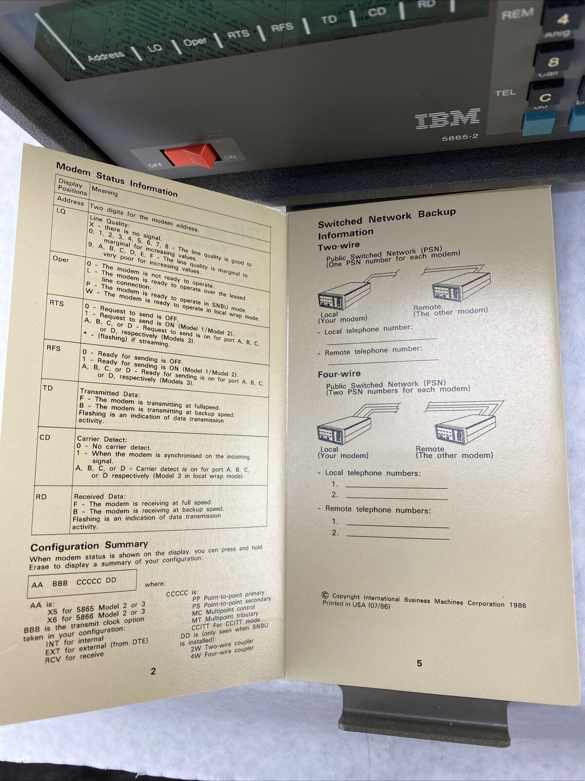 IBM 5865-2 Vintage 1986 4-Port External Modem UNTESTED