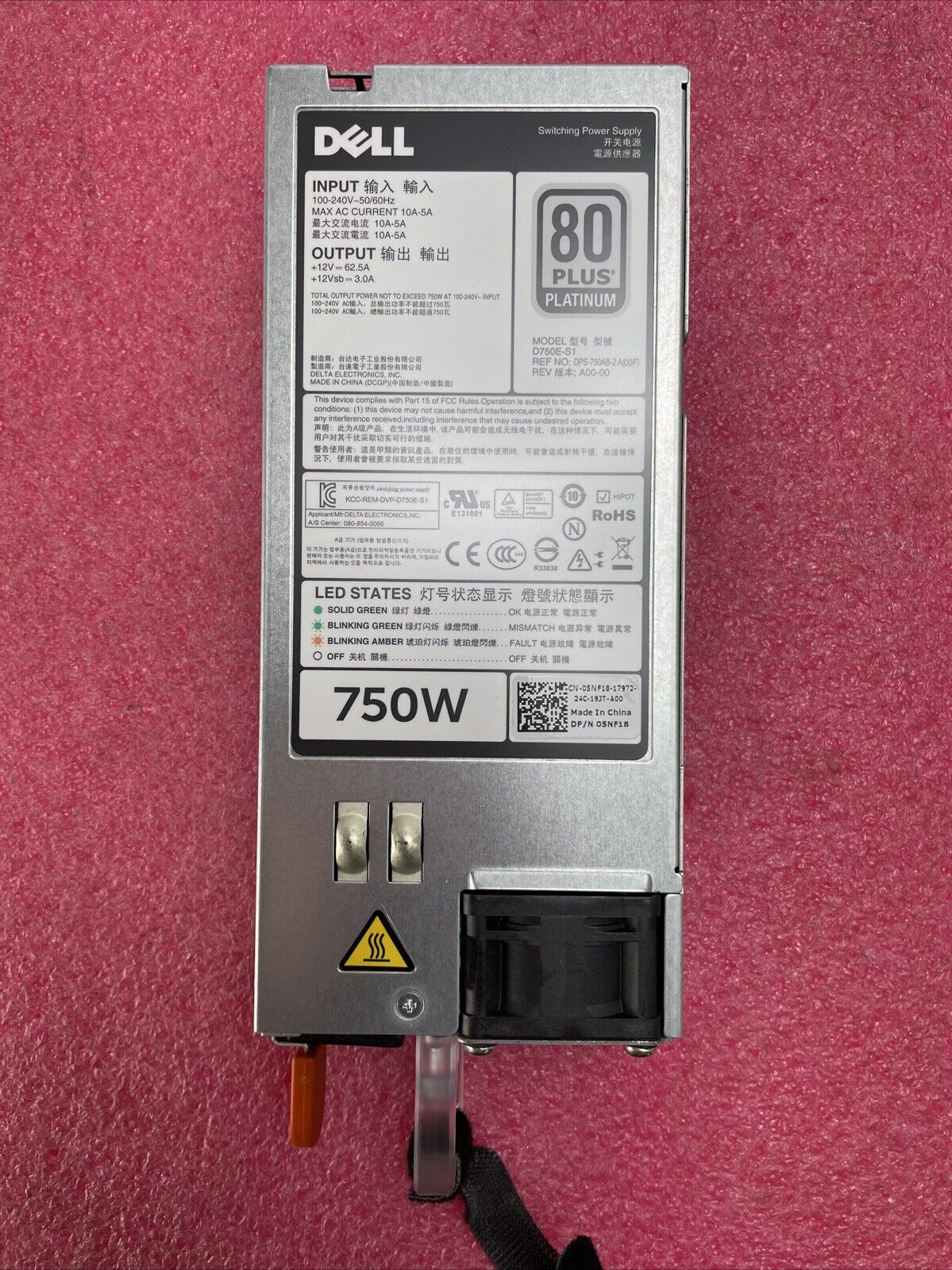 Dell Switching Power Supply D750E-S1 80 Plus