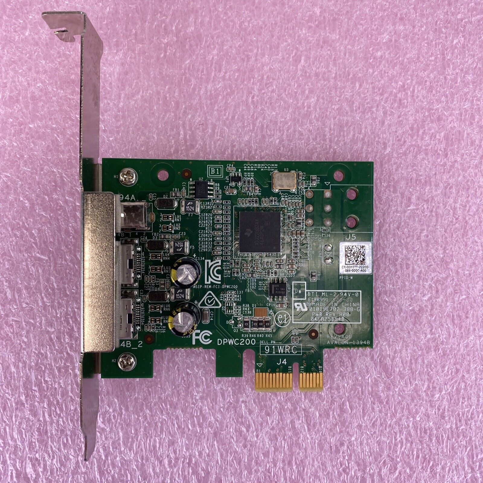 Dell 91WRC DPWC200 Firewire 800 / 400 PCIe Card Full Height