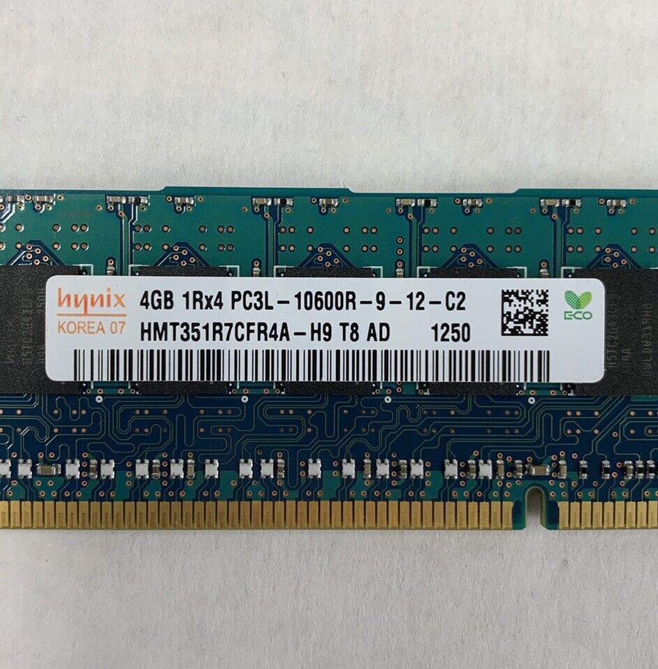 Hynix 12GB Kit 3x4GB 1Rx4 PC3L-10600R-9-12-C2 HMT351R7CFR4A-H9 T8 AD Server Ram