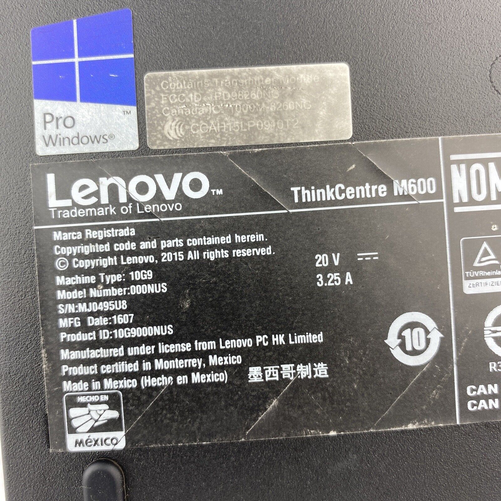 Lenovo ThinkCentre M600 Micro Intel Pentium N3700 1.60GHz 4GB RAM No HDD No OS