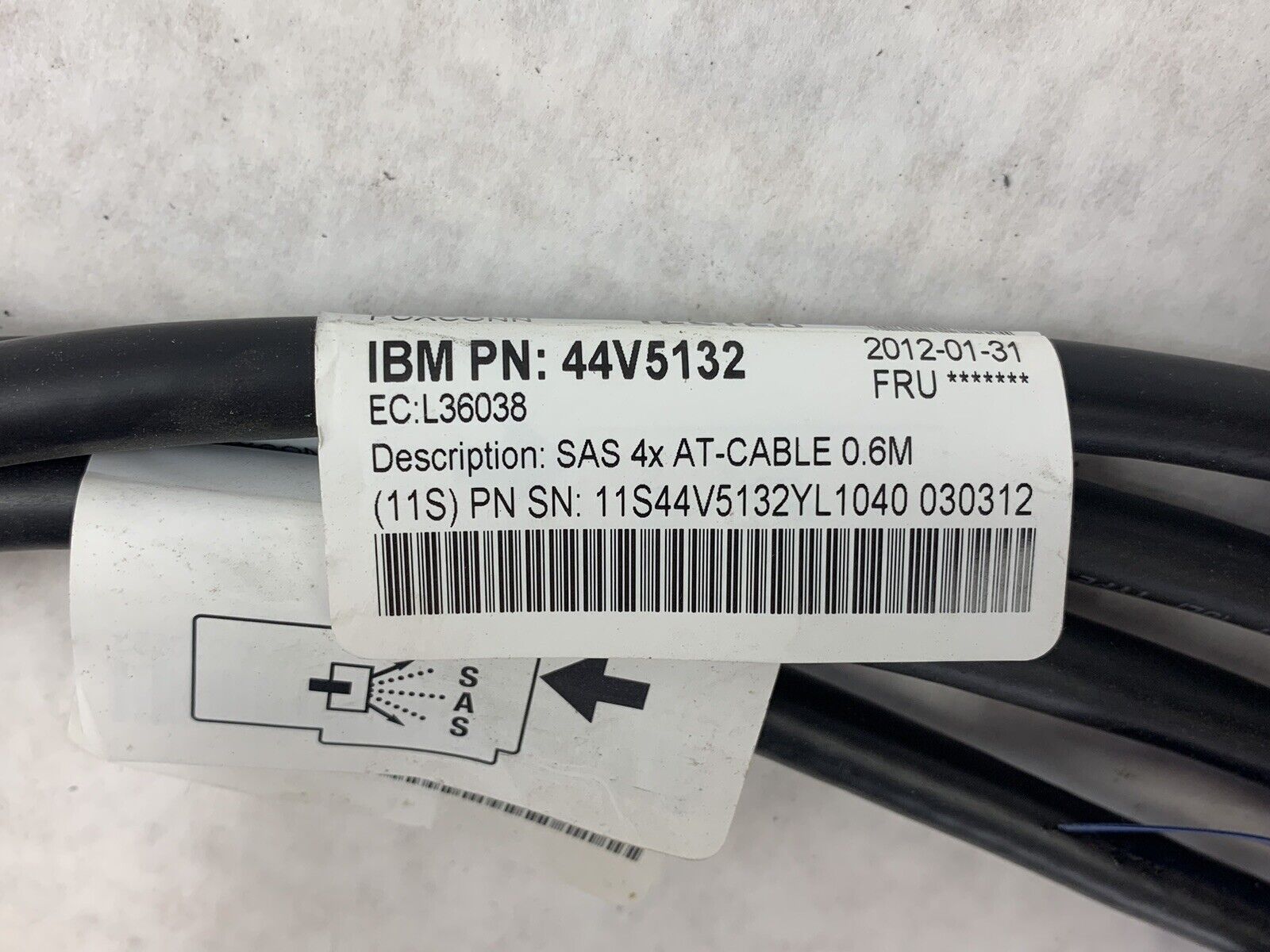 Lot of 4 IBM 44V5132 SAS 4x AT Cable 0.6M