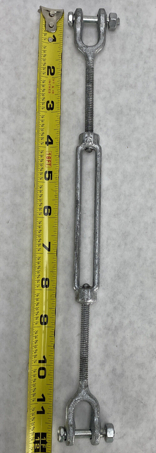 Galvanized Jaw and Jaw 3/8" Turnbuckle 8.5" to 12" (Lot of 4)