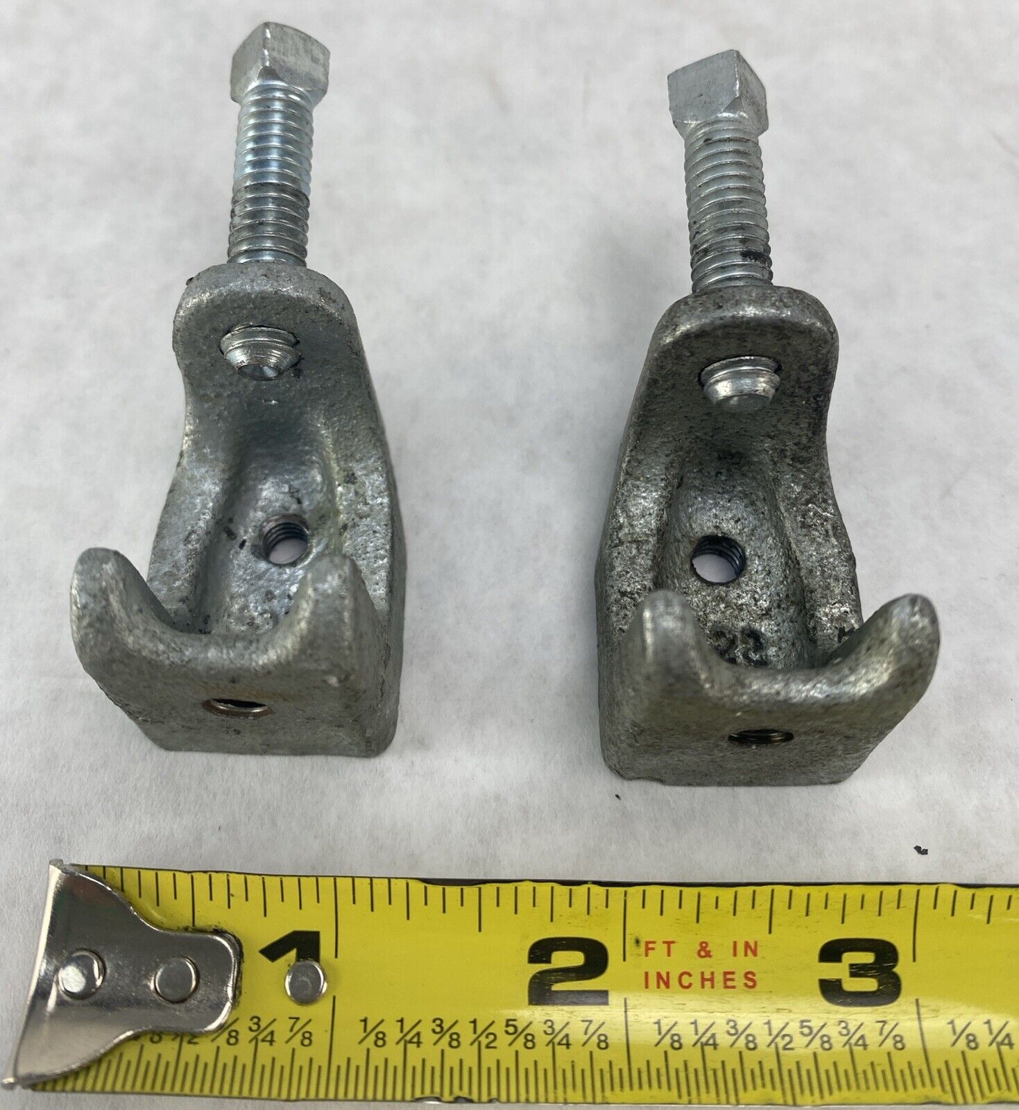 Lot( 2 ) Steel Beam Clamps 0.75 inch U Trough with 3/8" Mount Hole