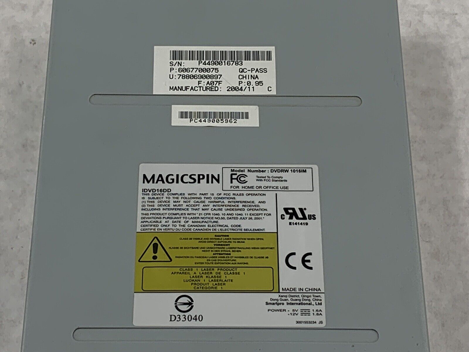 Magicspin DVDRW1016IM IDVD16DD Interal Molex Optical Drive