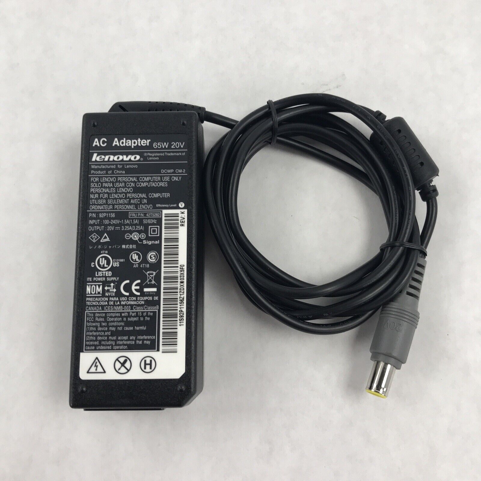 Lot of 8 Lenovo 92P1156 65W 20V AC Adapter 1.5A 60Hz