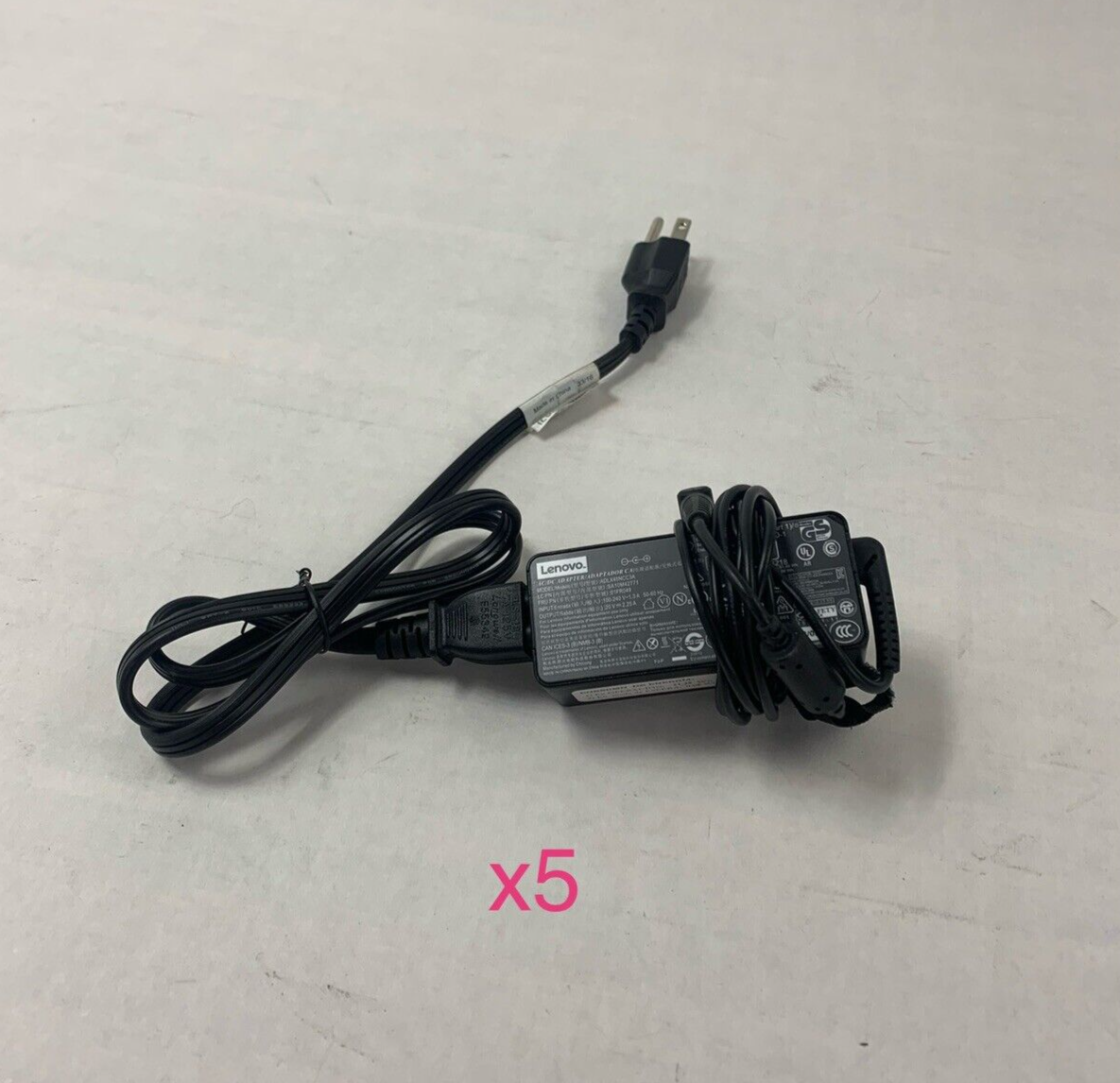 Lot of 5 Lenovo ADLX45NCC3A 45W AC Adapter