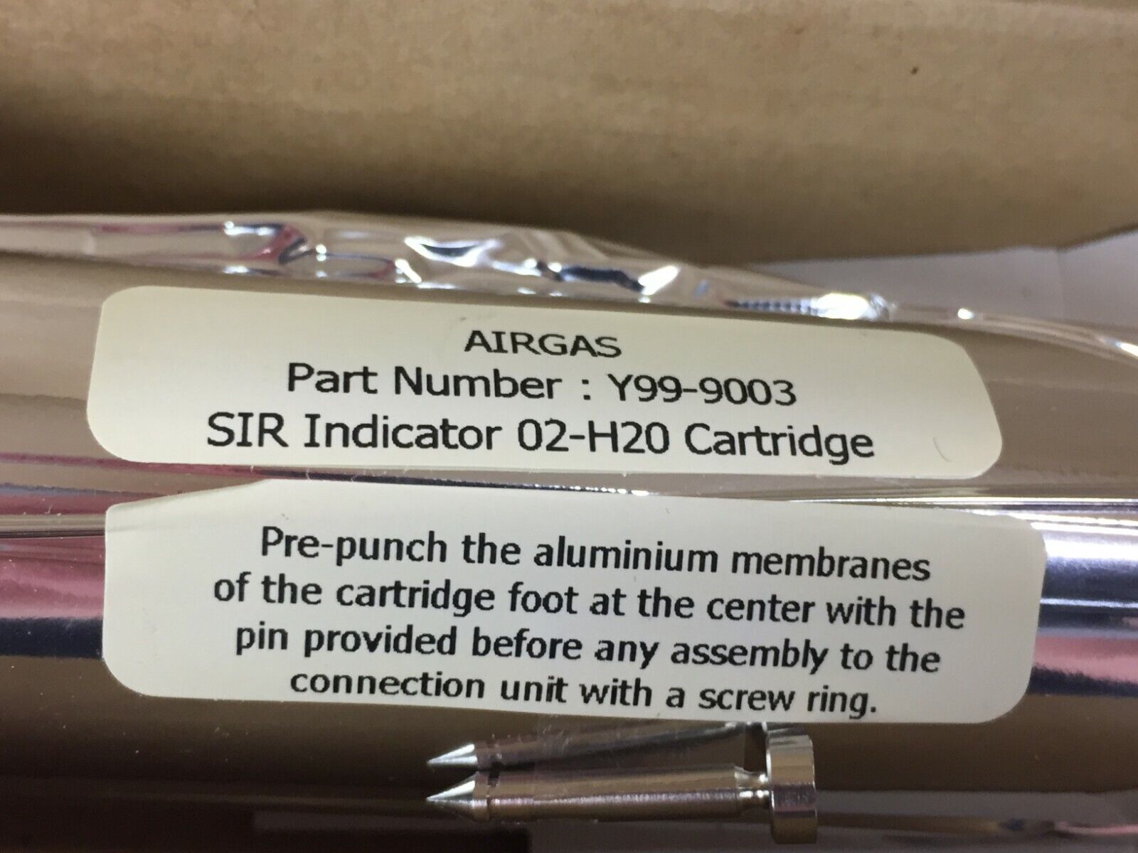 Airgas Y99-9003 SIR Indicator 02-H20 Cartridge