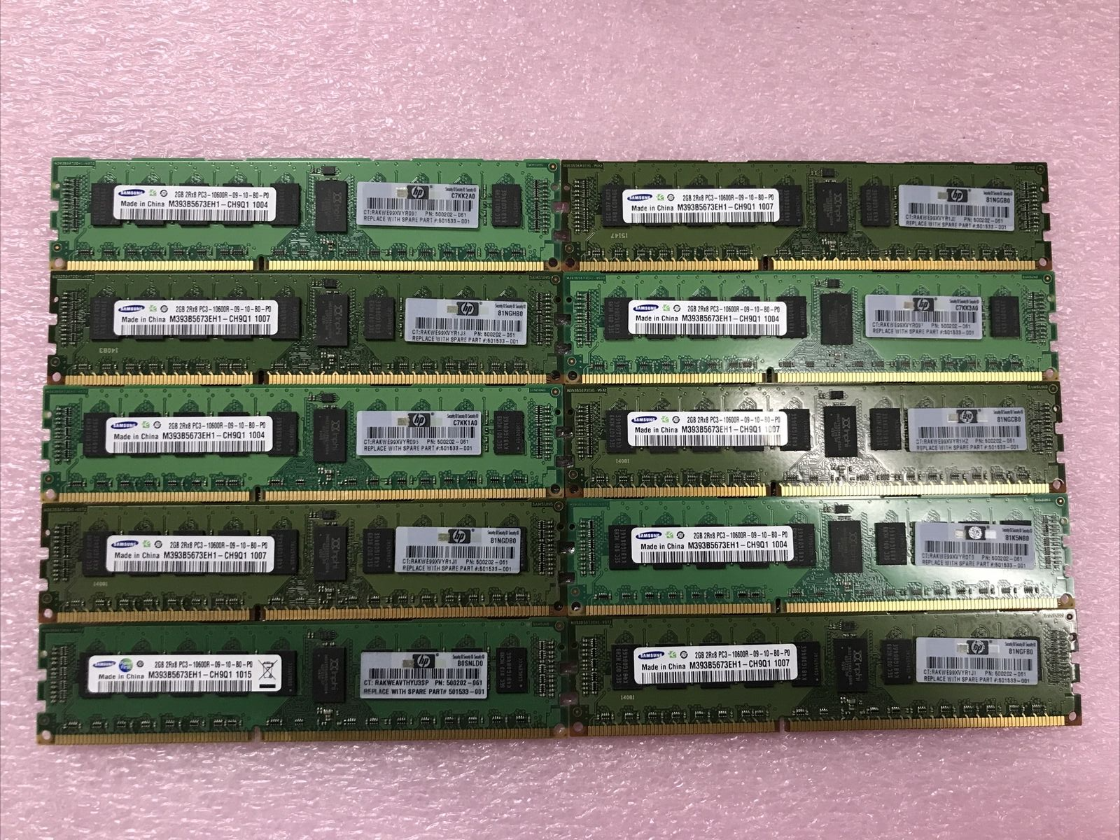 Samsung 20GB Kit 10x2GB 2Rx4 PC3-10600R-09-10-P0 Server RAM M393B5673EH1