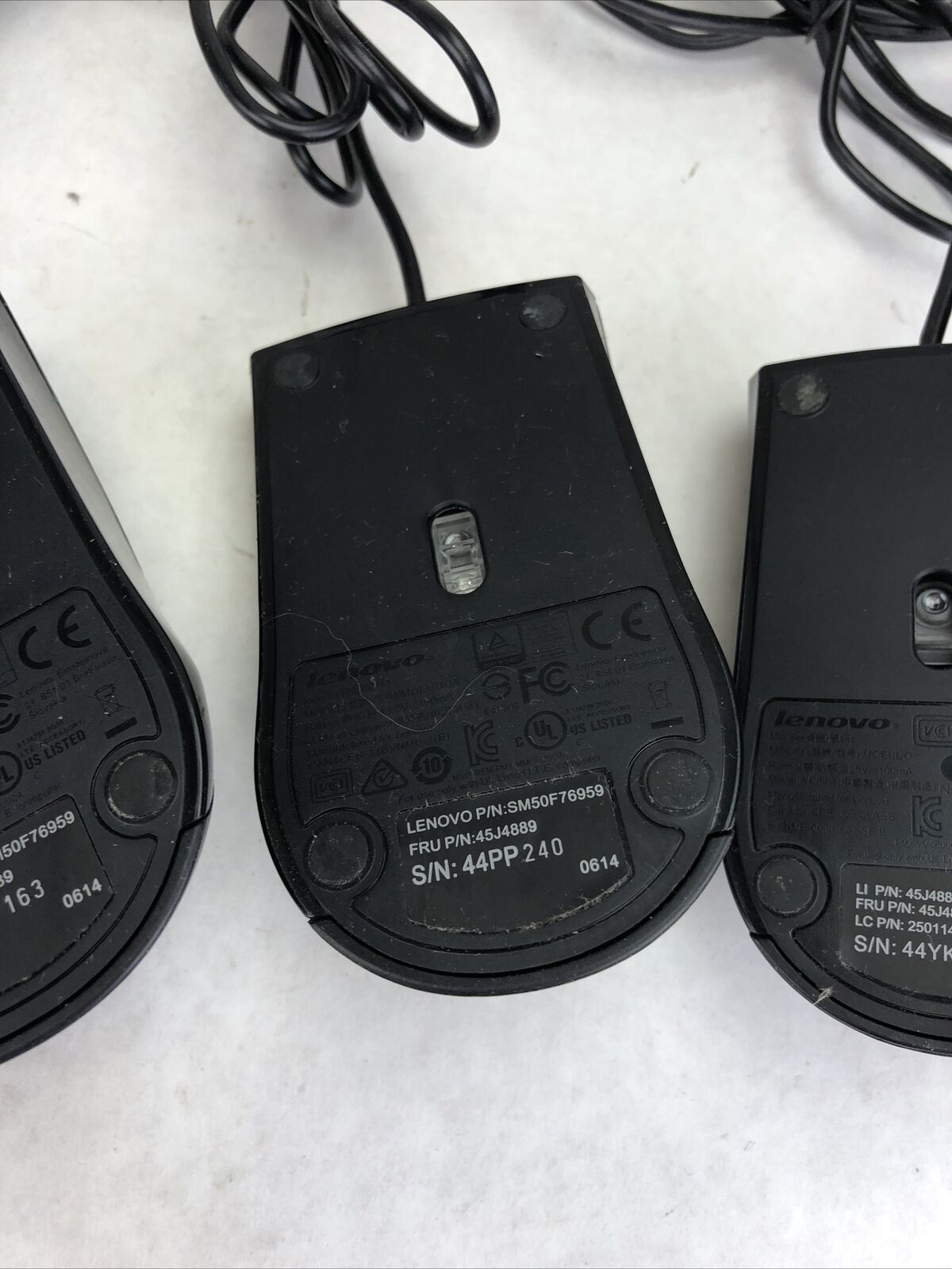 Lenovo MOEUUQA Black Wired USB Mouse (Lot of 4)