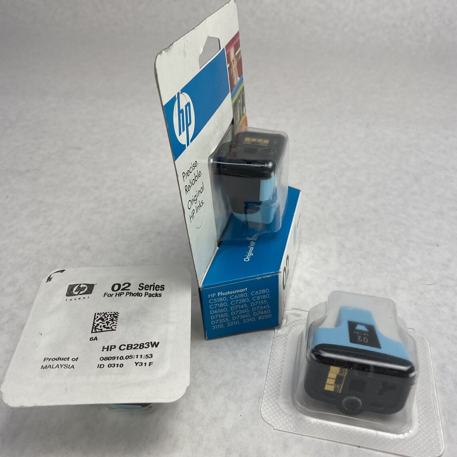 Lot(3) HP PhotoSmart Light Cyan 02 Ink Cartridge New in Box Genuine Expired2009