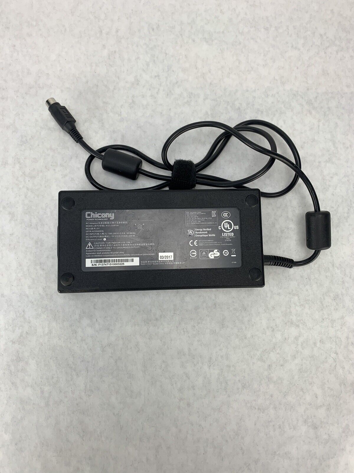 Chicony AC Adapter A12-230P1A 19.5V DC 11.8A 230W MSI GE73 Raider