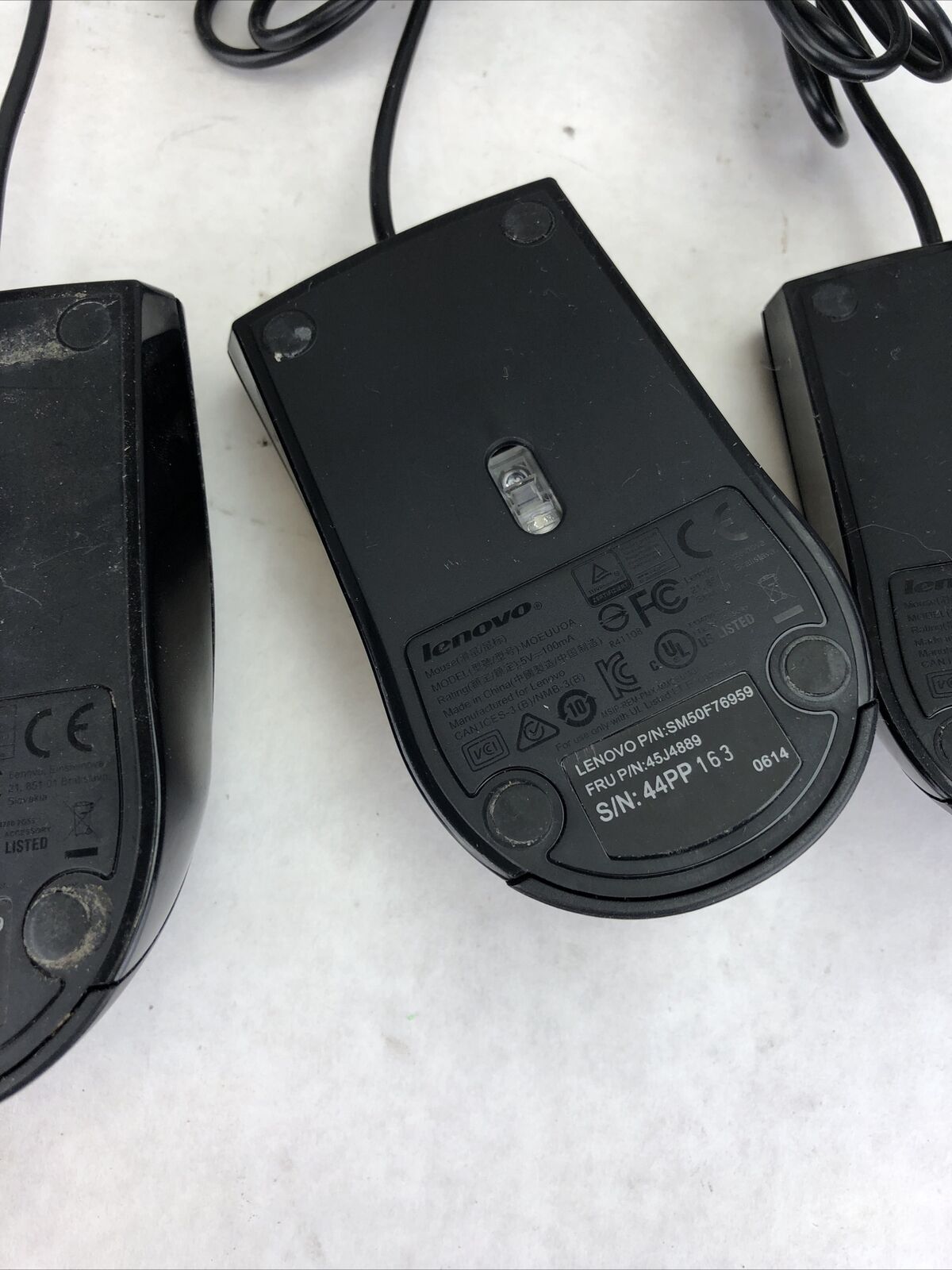 Lenovo MOEUUQA Black Wired USB Mouse (Lot of 4)