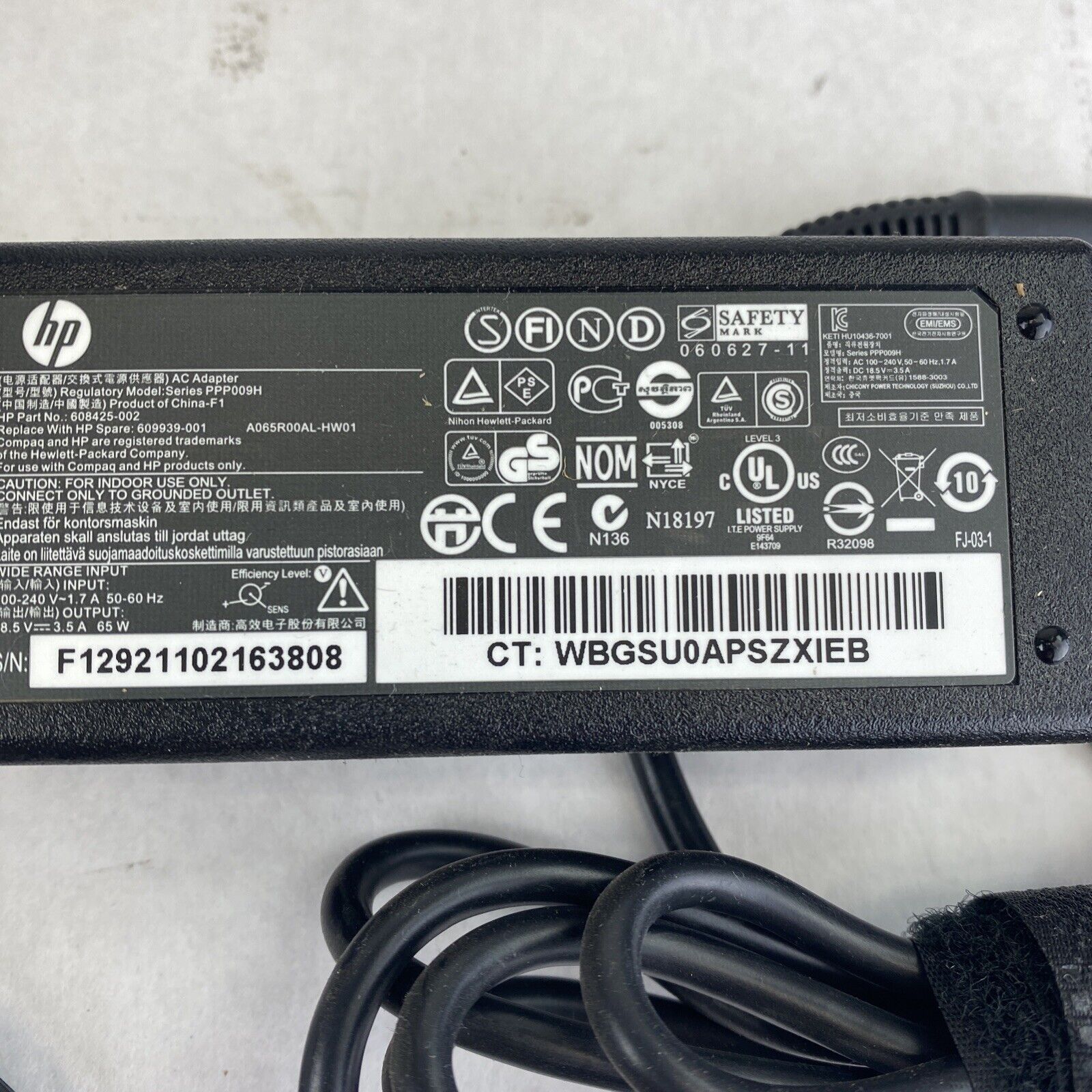 HP 608425-002 Laptop Charger AC Power Adapter 18.5V 3.5A 65W (Lot of 4)