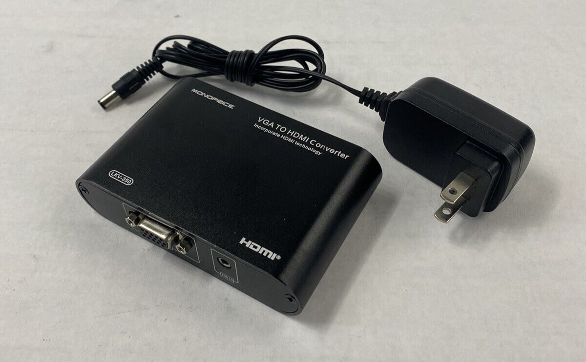 Lot of 2 Monoprice LKV-350 VGA To HDMI Converter with Power Supply Untested