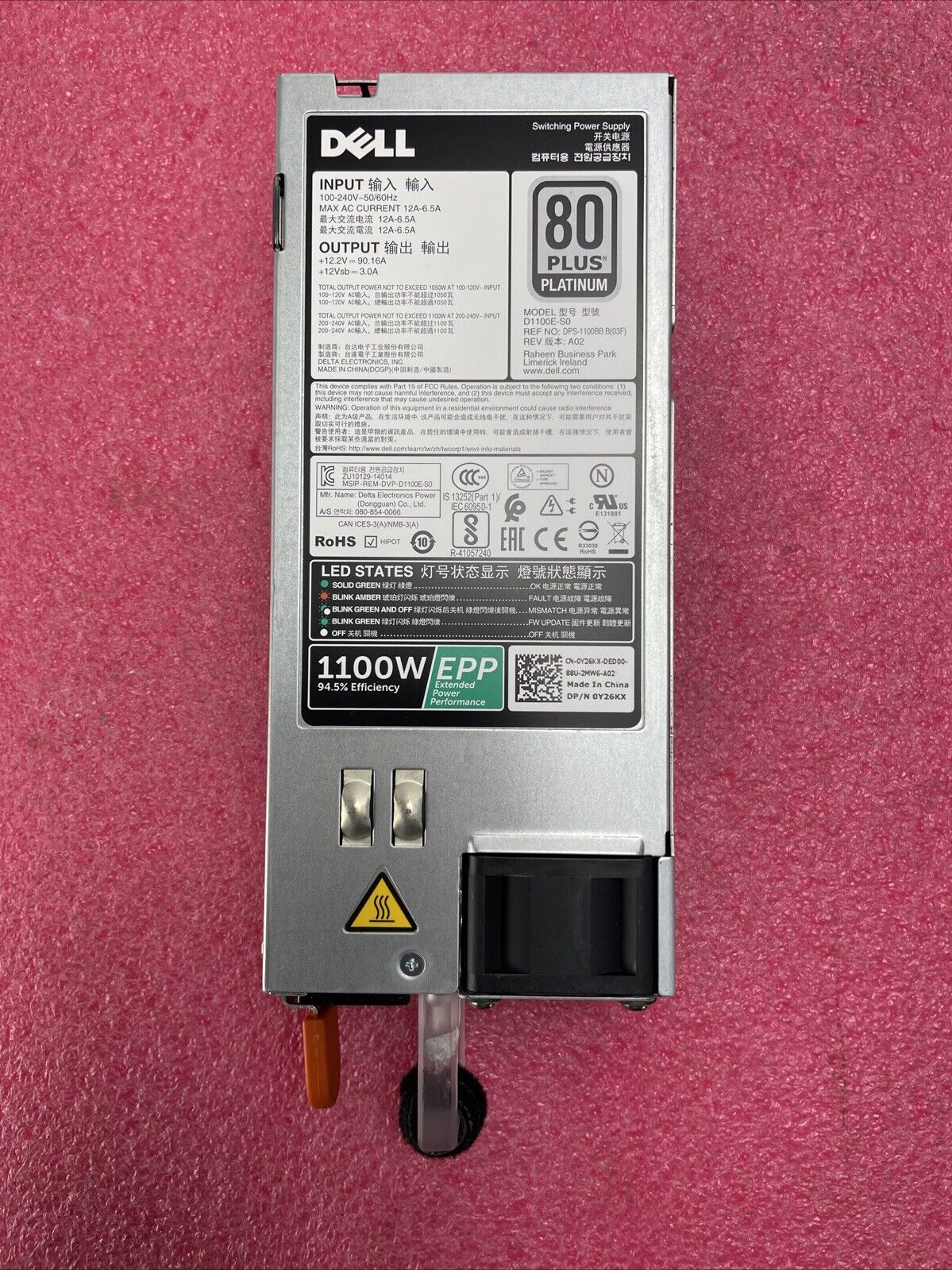 Dell Switching Supply D1100E-SO 80 Plus Platinum