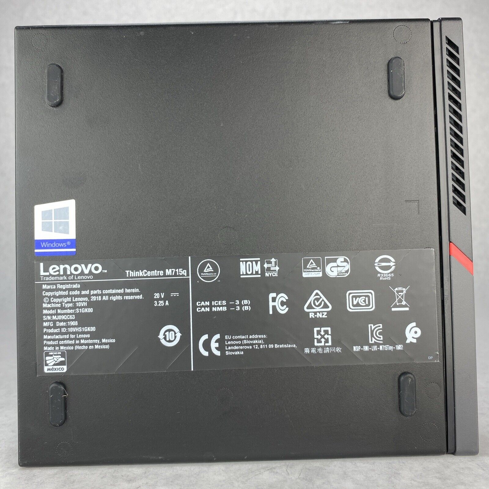 Lenovo ThinkCentre M715q AMD PRO A10-9700E 3.0GHz 8GB RAM No AC HDD OS