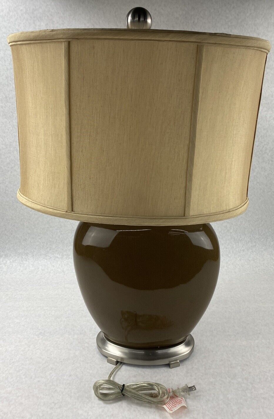 Unbranded 6401360 Brown Glossy Dry Clay Vase 2 Mode Desktop Nightstand Lamp