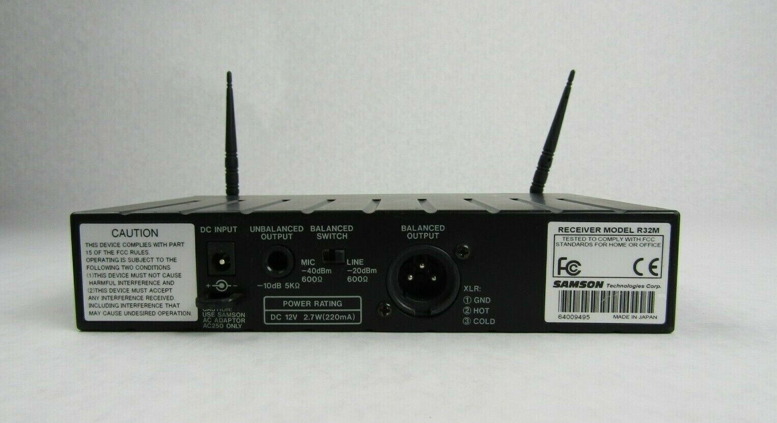 Samson R32M UHF Synth 32 Channel Diversity Wireless Receiver Main Unit