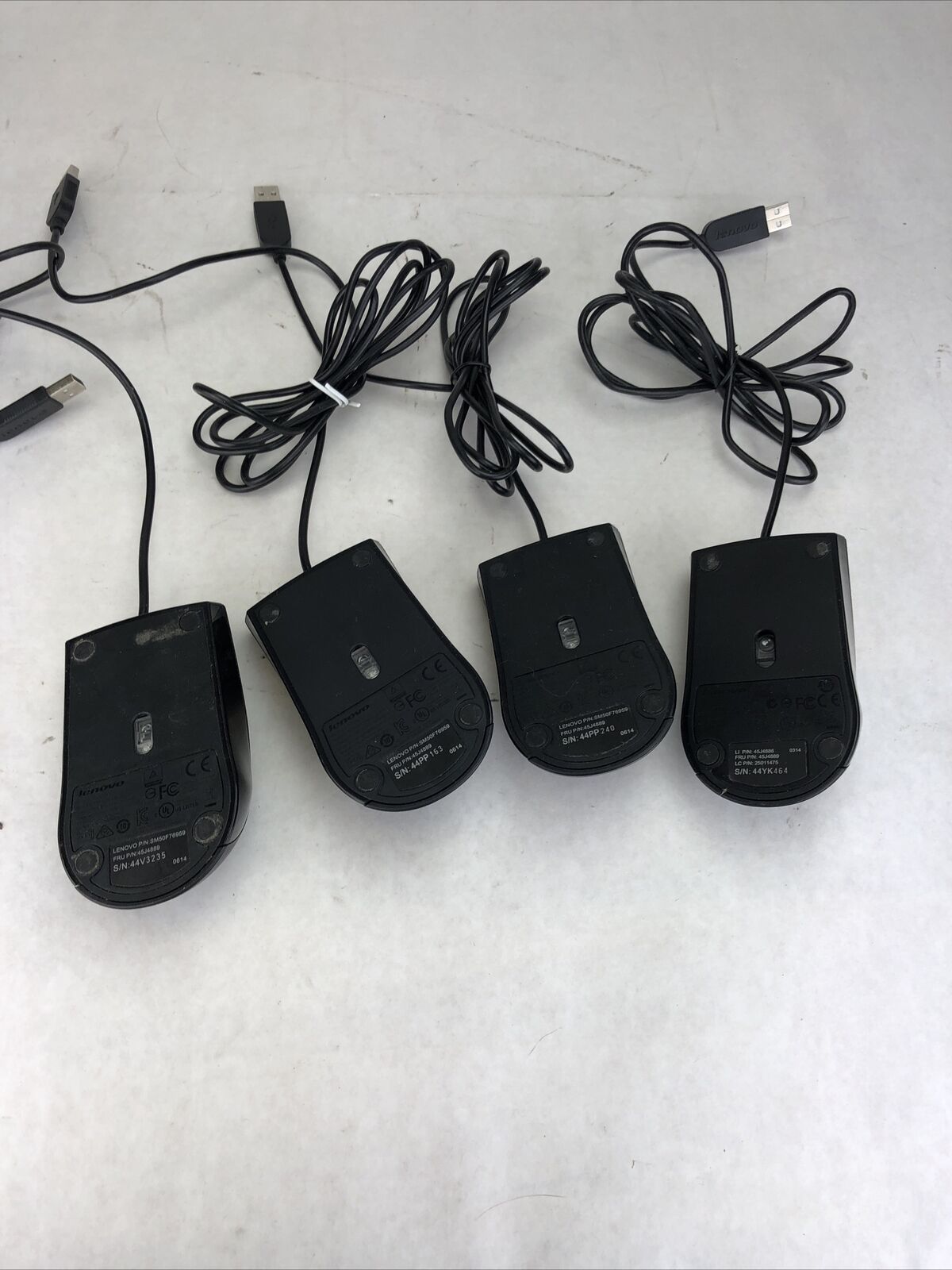 Lenovo MOEUUQA Black Wired USB Mouse (Lot of 4)