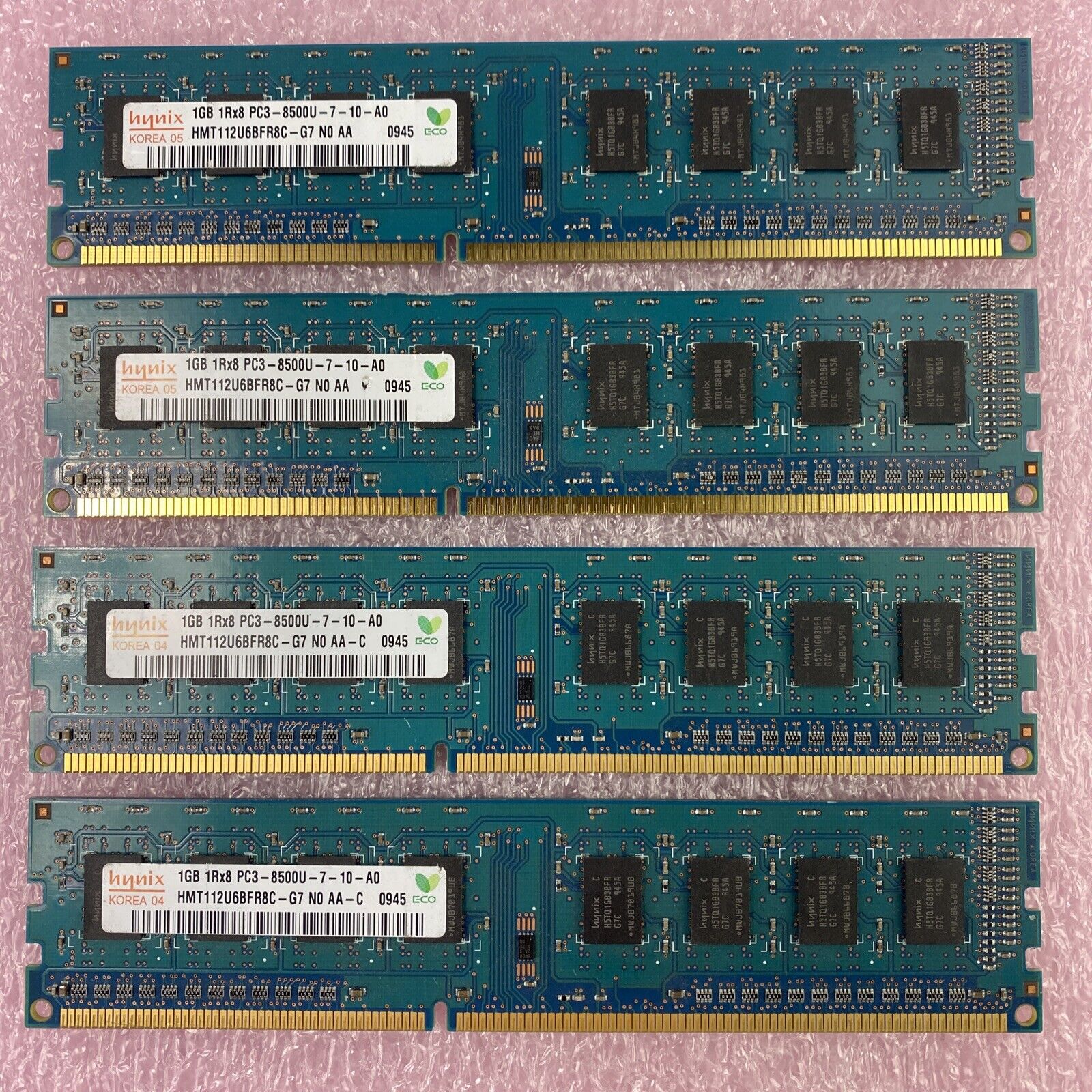 Lot( 4 ) 1GB Hynix HMT112U6BFR8C-G7 1Rx8 PC3-8500U DDR3 non-ECC Desktop RAM