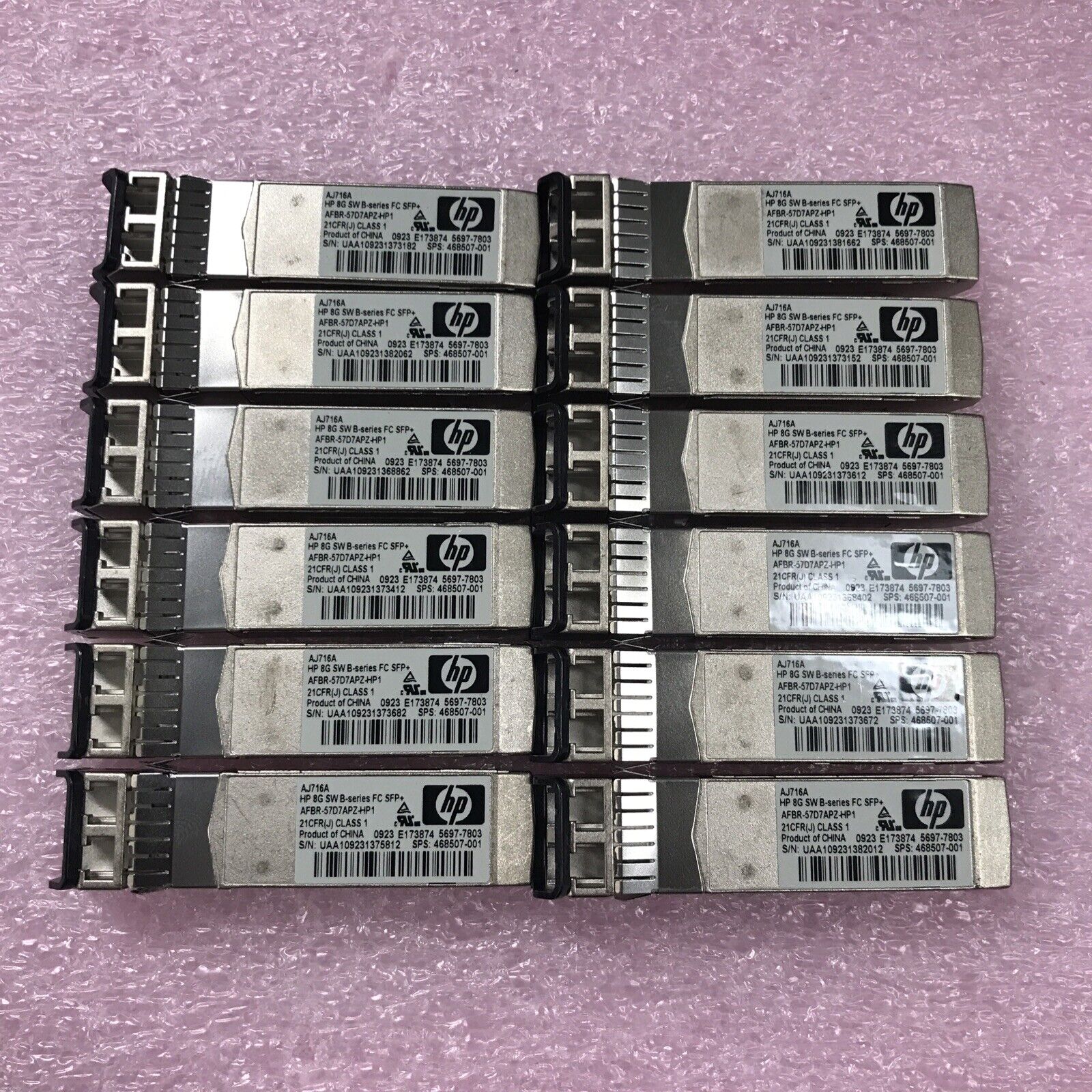 HP AJ716A 8G Fiber Channel FC SFP+ Transceiver Module AJ716-63001 (Lot of 12)