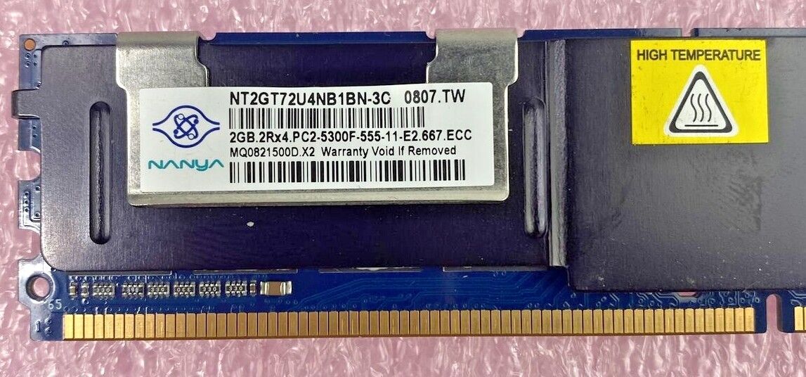 2GB Nanya NT2GT72U4NB1BN-3C 2Rx4 PC2-5300F DDR2 ECC Server Memory RAM