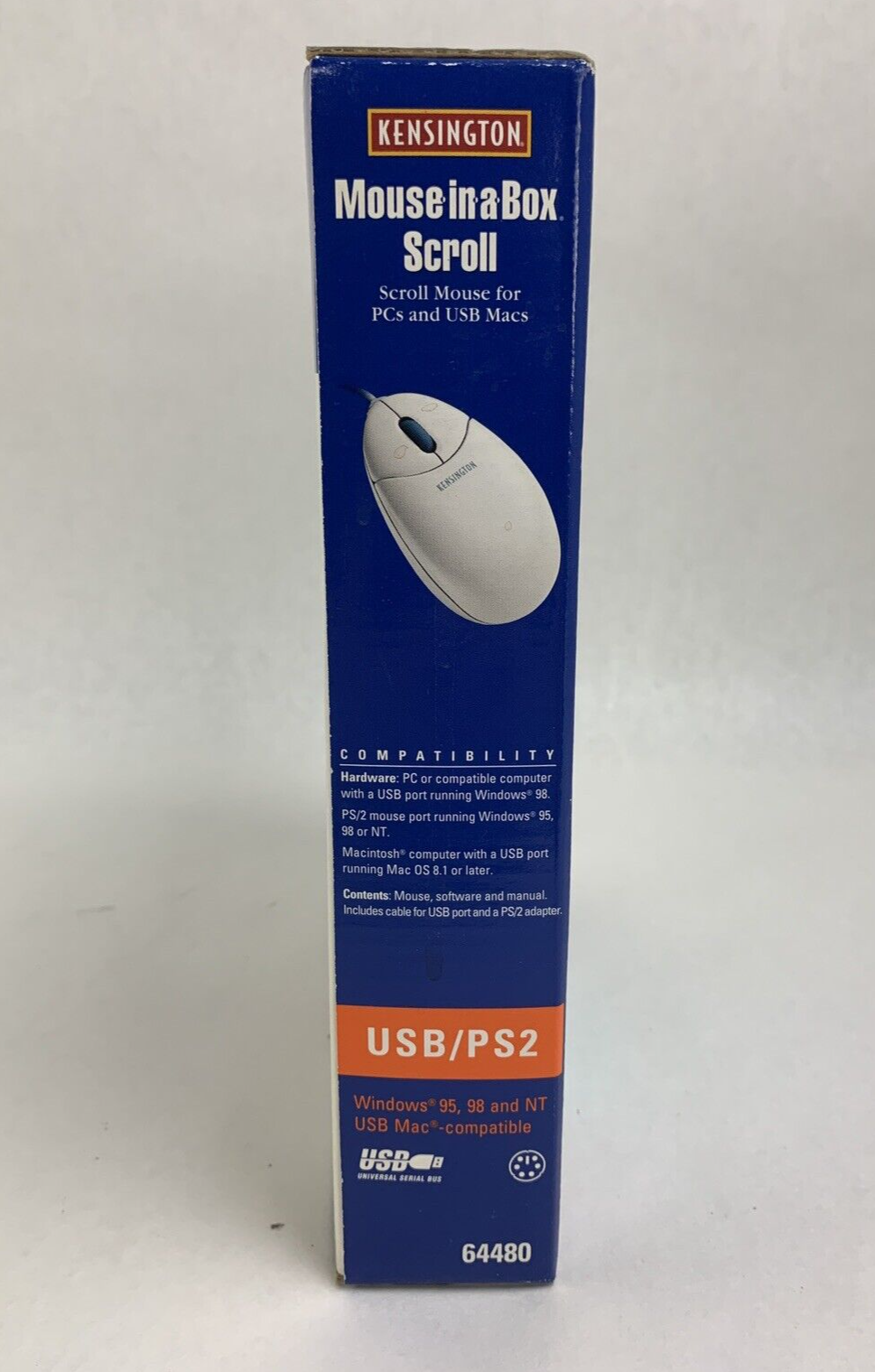 Kensington Mouse-in-a-Box Scroll USB/PS2 Mouse PC/Mac 64480 New OEM