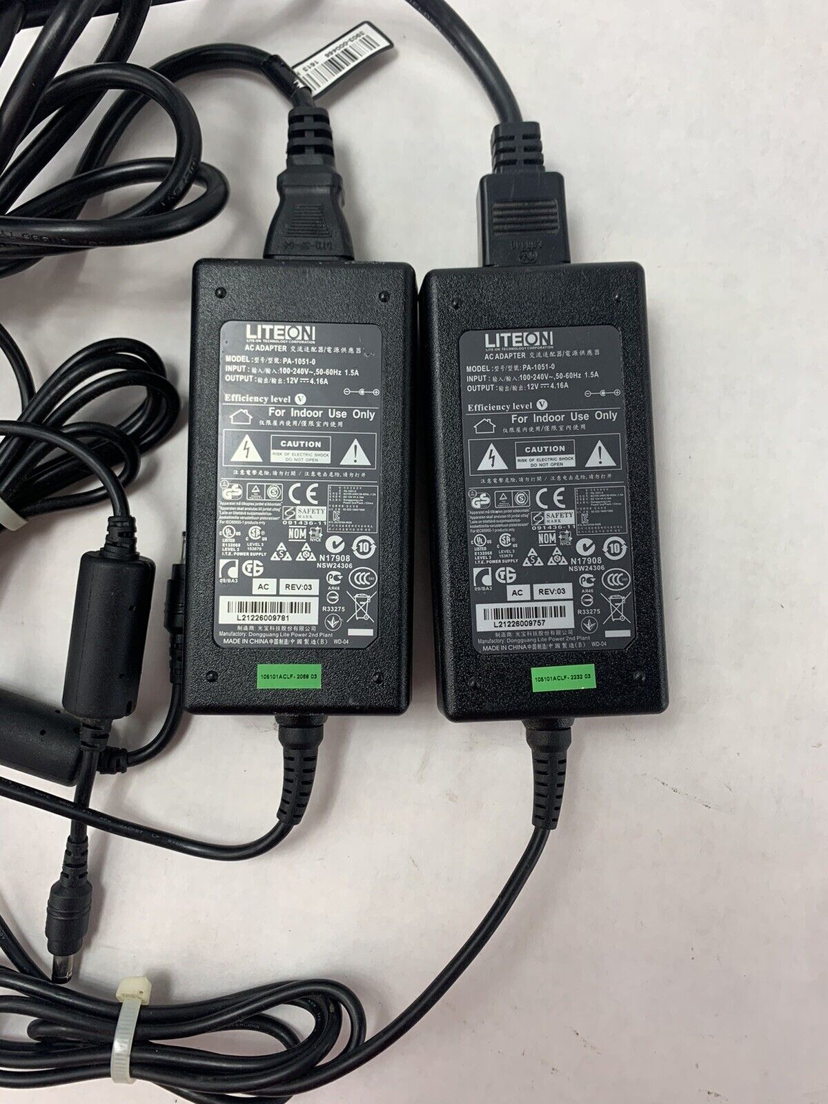 Lot 2 Genuine LiteOn 12V 4.16A AC Power Adapter PA-1051-0 Used