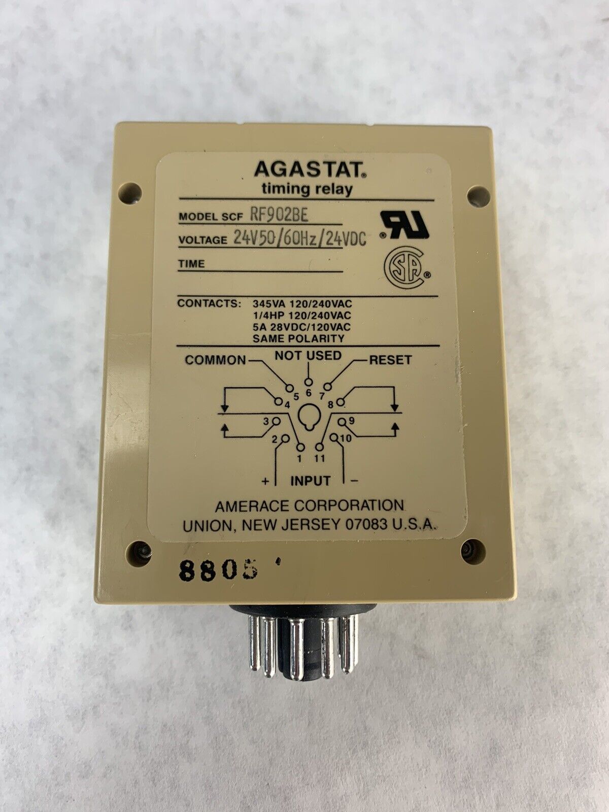 Agastat Timing Relay RF902BE 24Volts