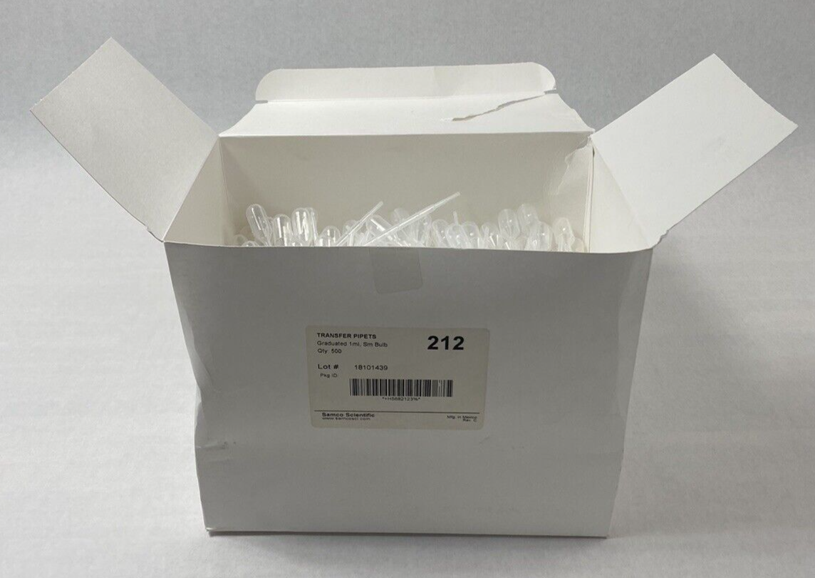 Transfer Pipets Graduated 1 mL Small Bulb 500 Pack