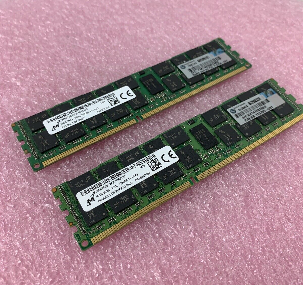 Lot of 2 Micron MT36KSF2G72PZ-1G6E1HE 16GB DDR3 SDRAM PC3L-12800 RAM Memory